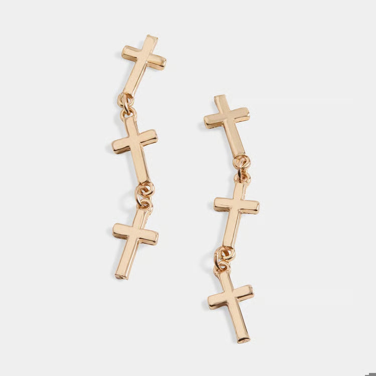 Whispers Triple Cross Dangle - Gold