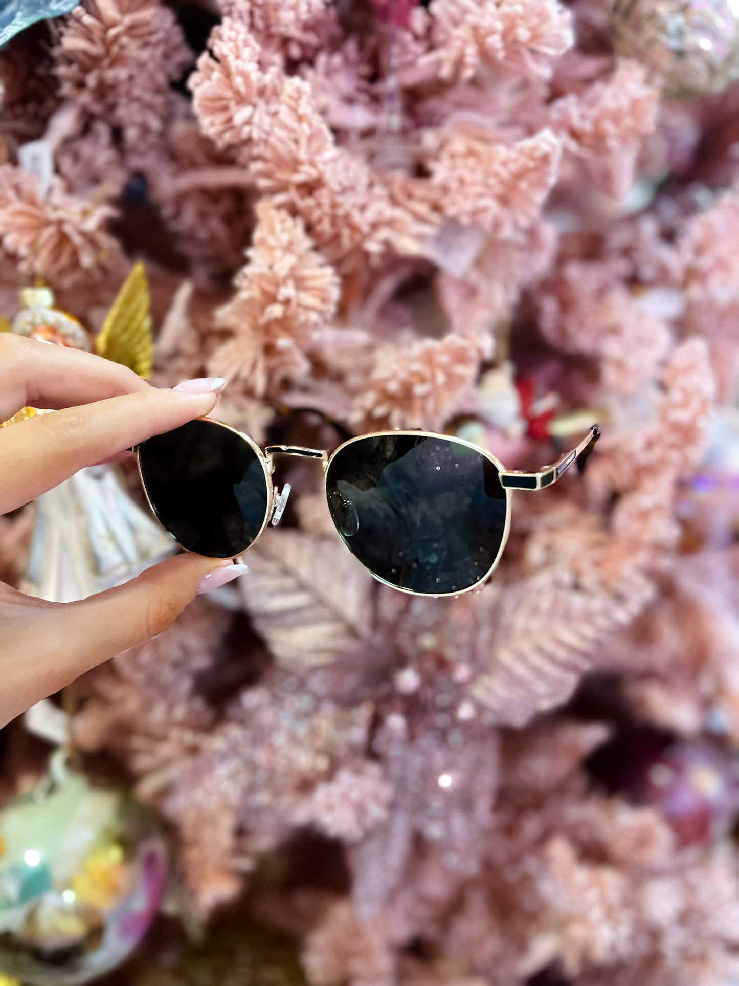 Gold Round Frame Polarized Sunglasses