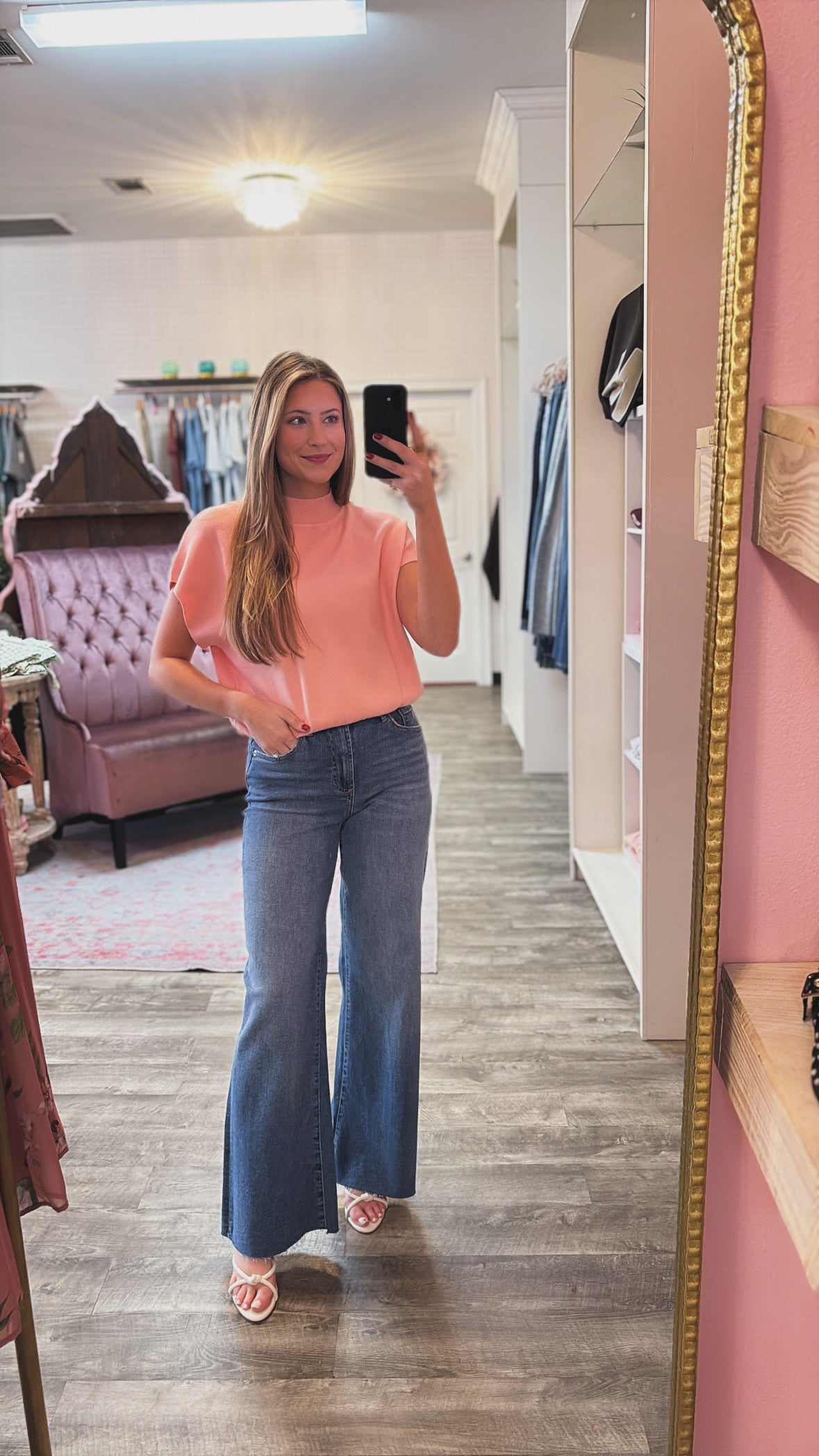 Must Have Mock Neck Short Sleeve Top - Apricot