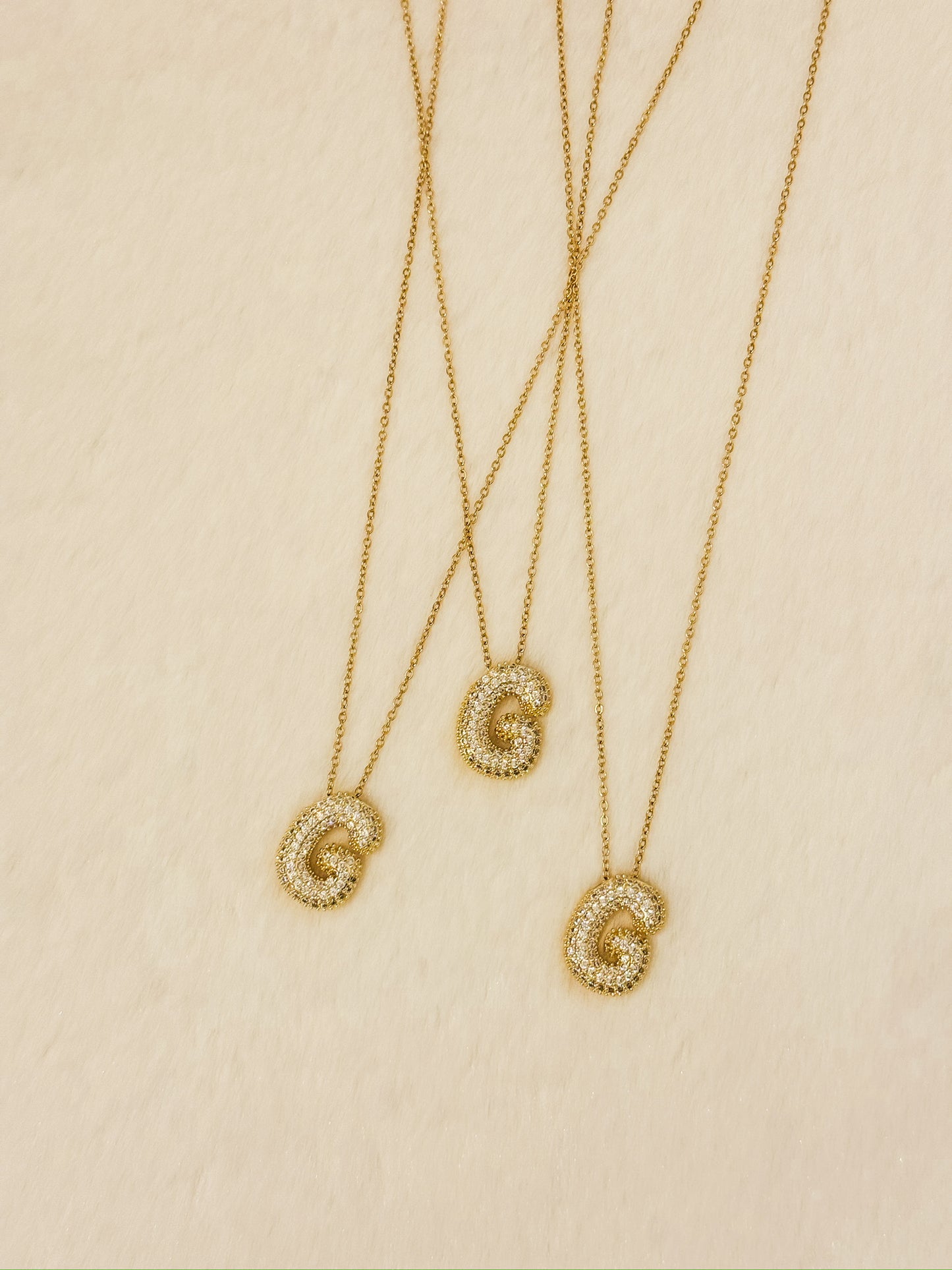 Bubble Rhinestone Initial Necklace