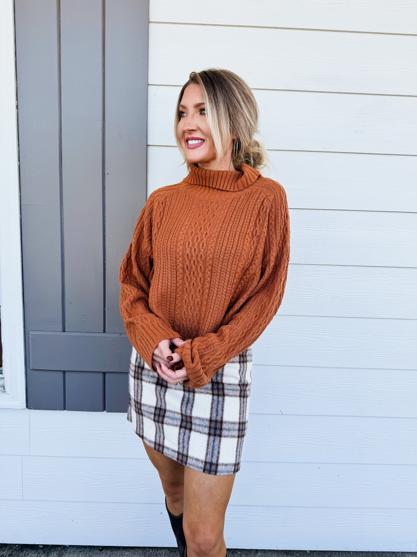 Manhattan Hush Plaid Mini Skirt - Cream Multi