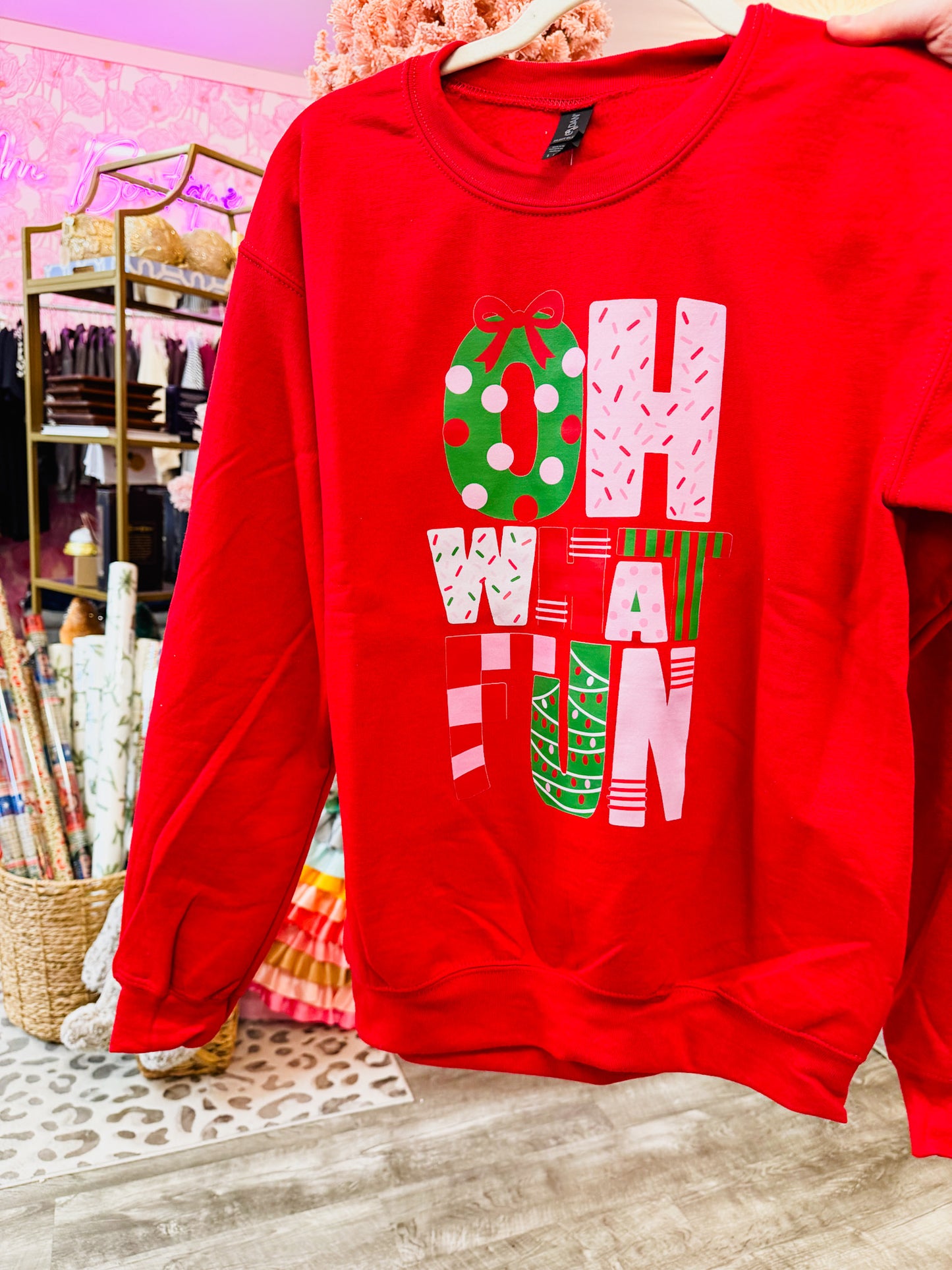 Oh What Fun Sweatshirt - Cherry Red