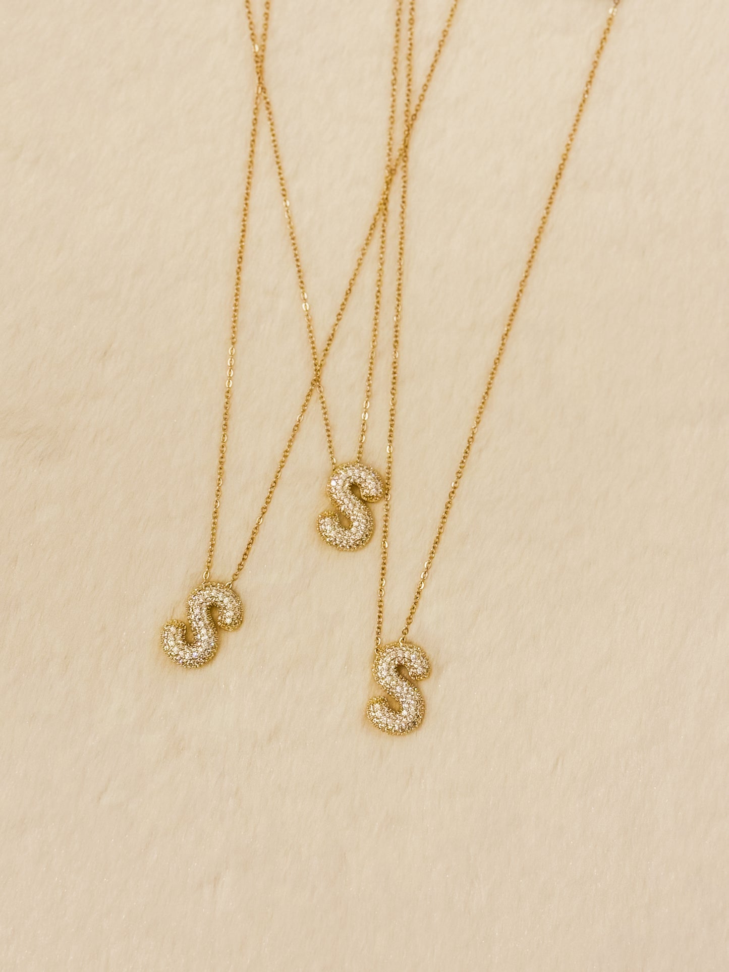 Bubble Rhinestone Initial Necklace