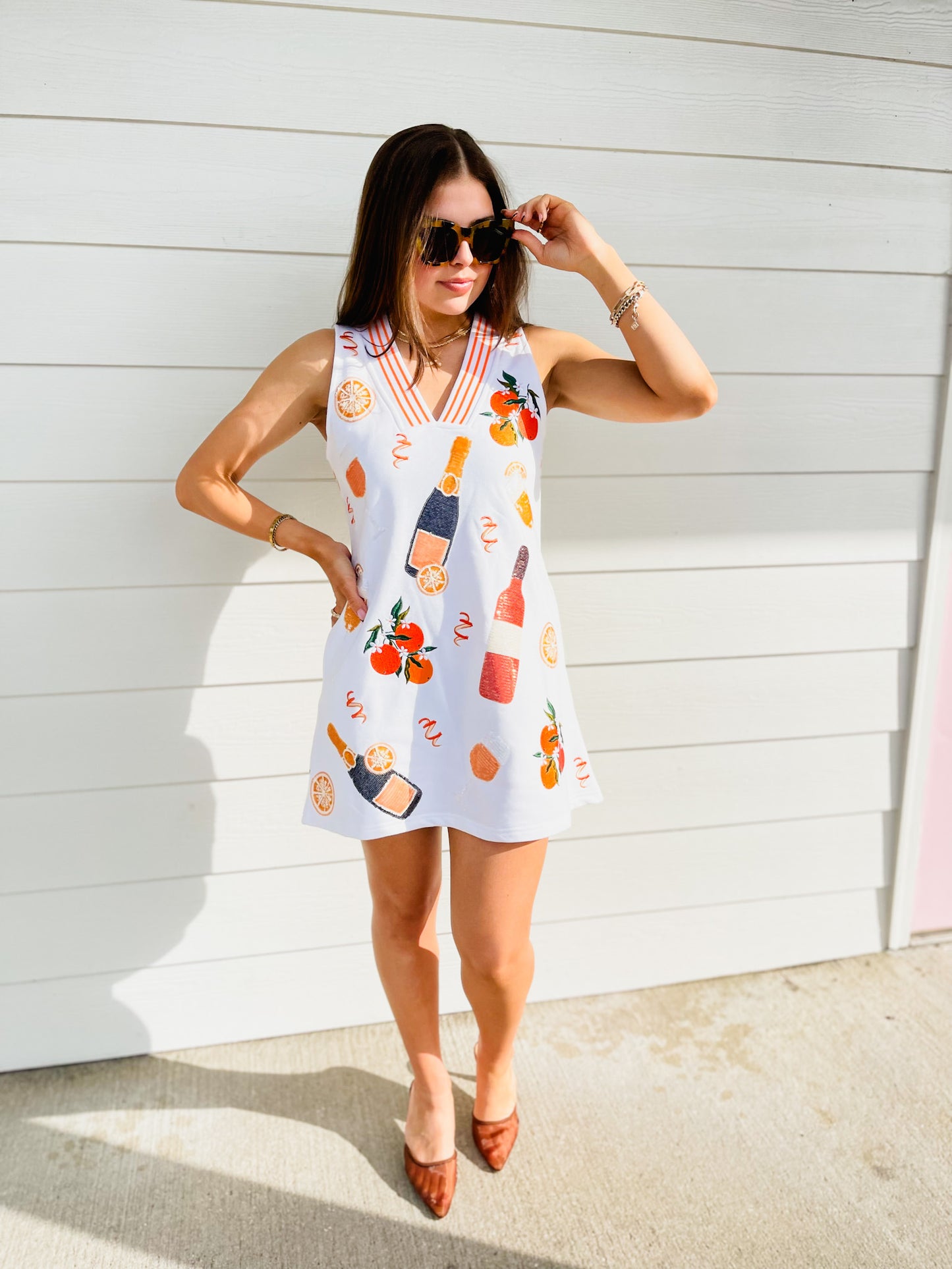 Queen Of Sparkles White Mimosa Icon Tank Dress