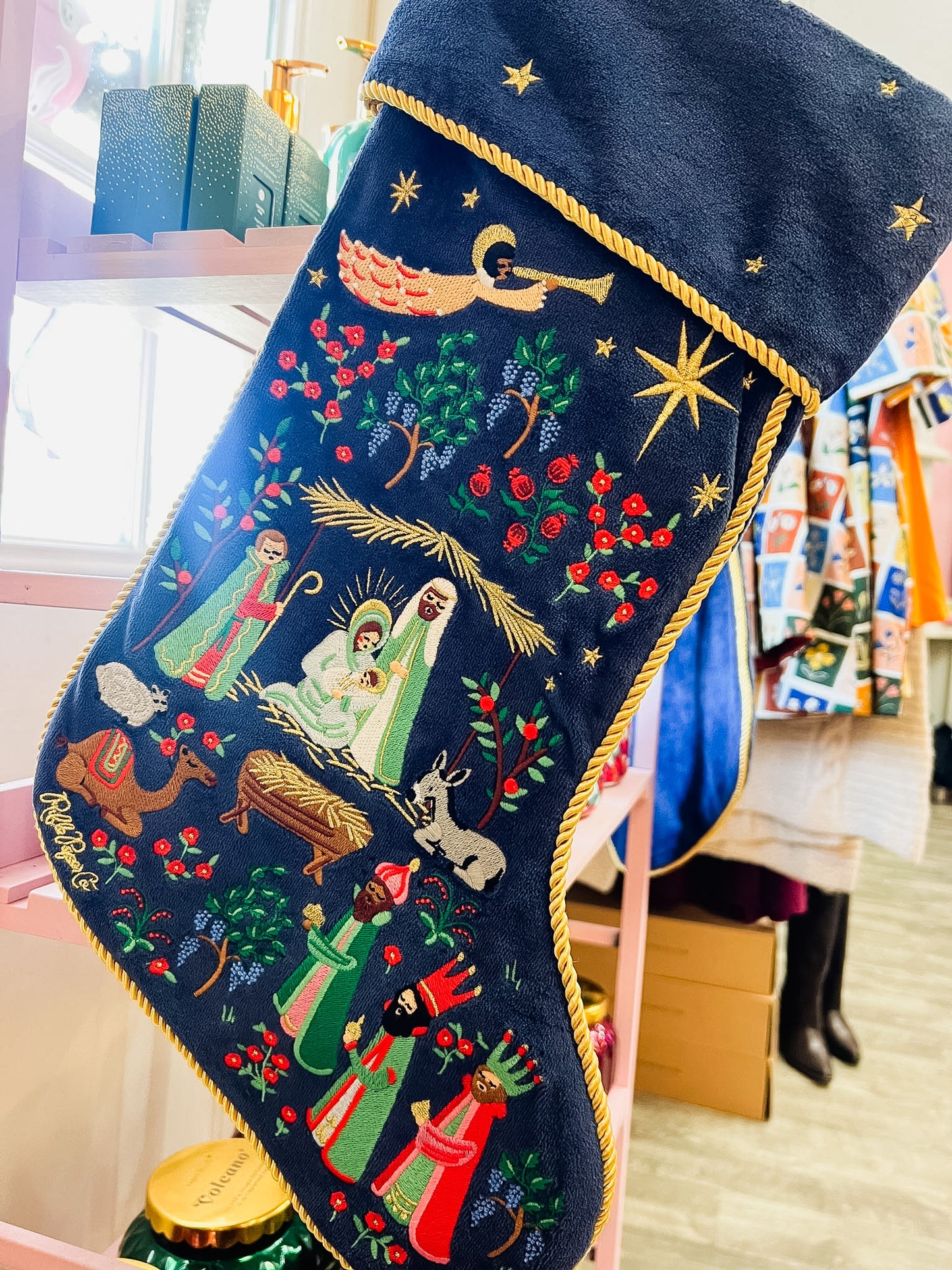 Rifle Paper Co. Nativity Embroidered Stocking