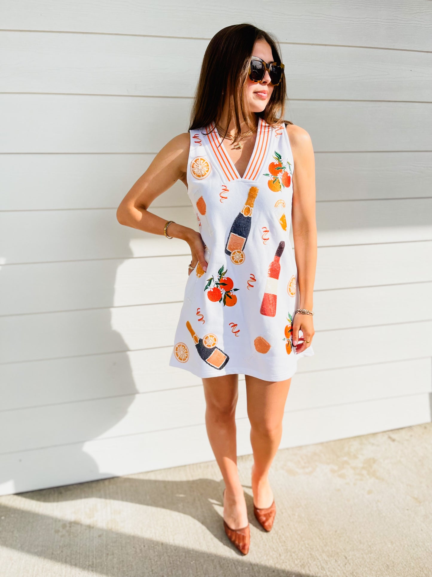 Queen Of Sparkles White Mimosa Icon Tank Dress