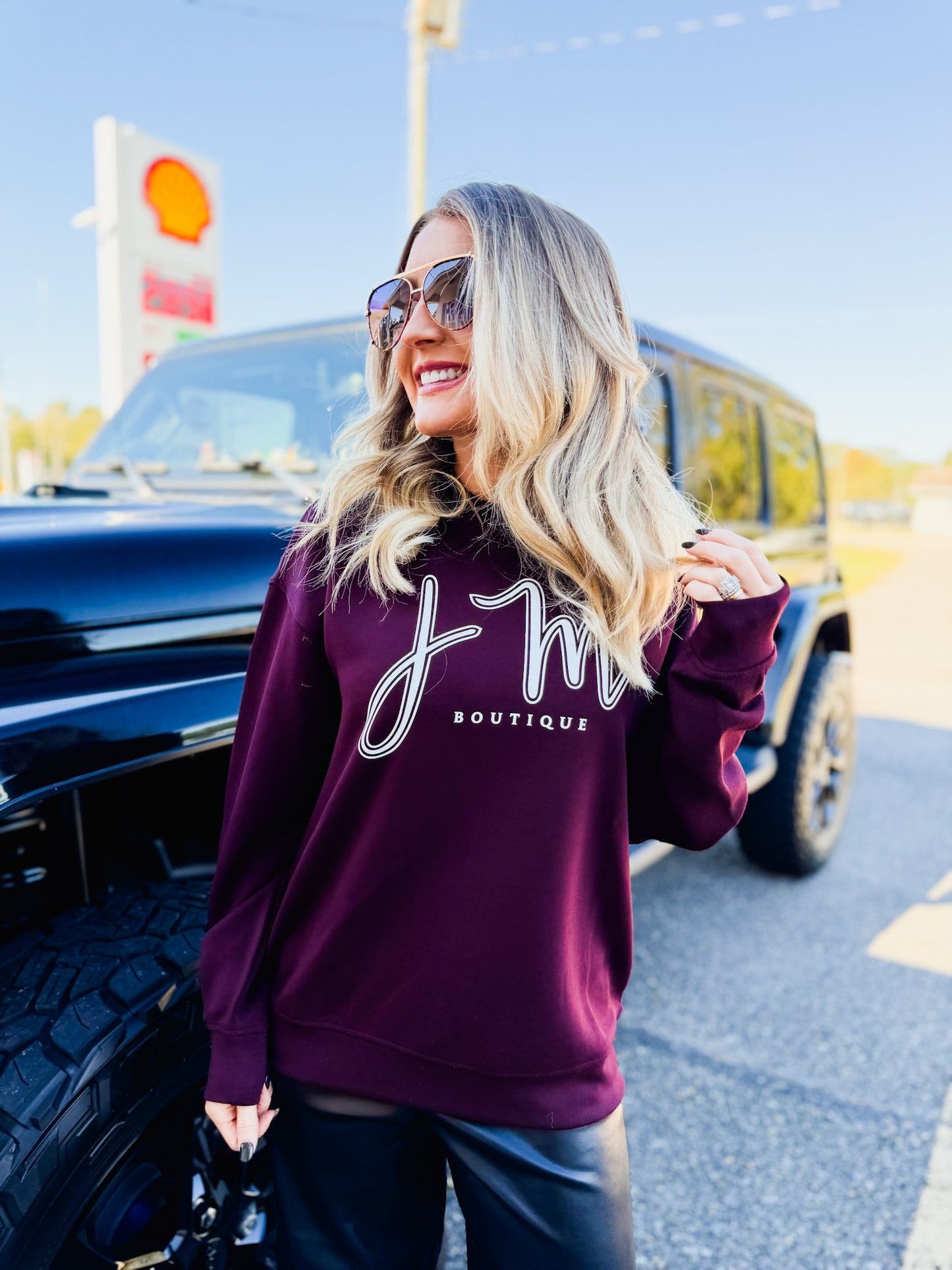 JM Mock Neck Sweatshirt - Dark Cherry