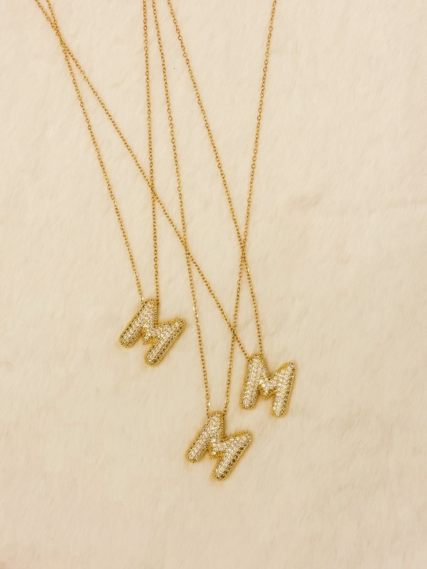 Bubble Rhinestone Initial Necklace