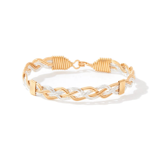 Woven Together Bracelet - 14K Gold Artist Wire and Sterling Silver