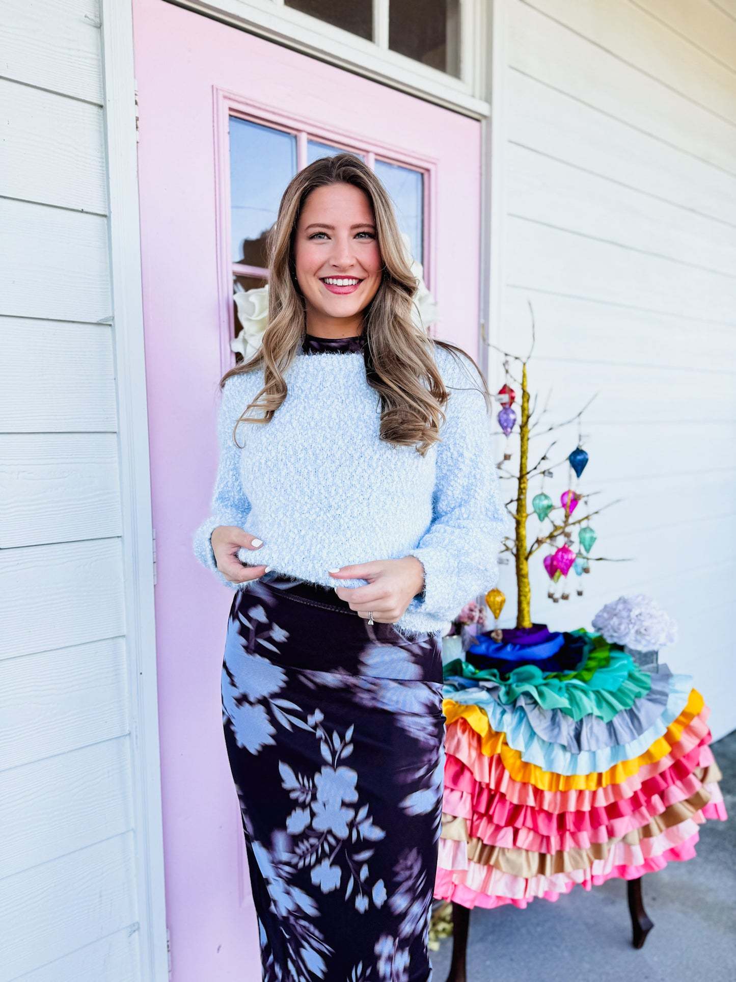 Electric Pulse Fuzzy Sweater - Sky