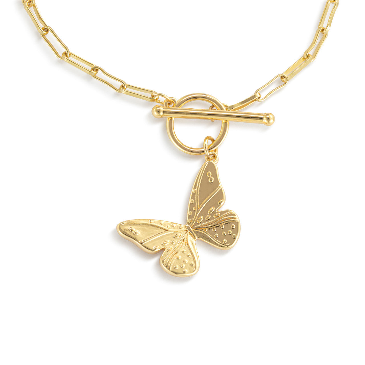 Butterfly Toggle Gold Bracelet - 6.5in