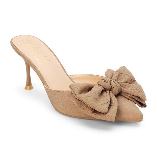 Beach Goldie Heeled Mule - Taupe