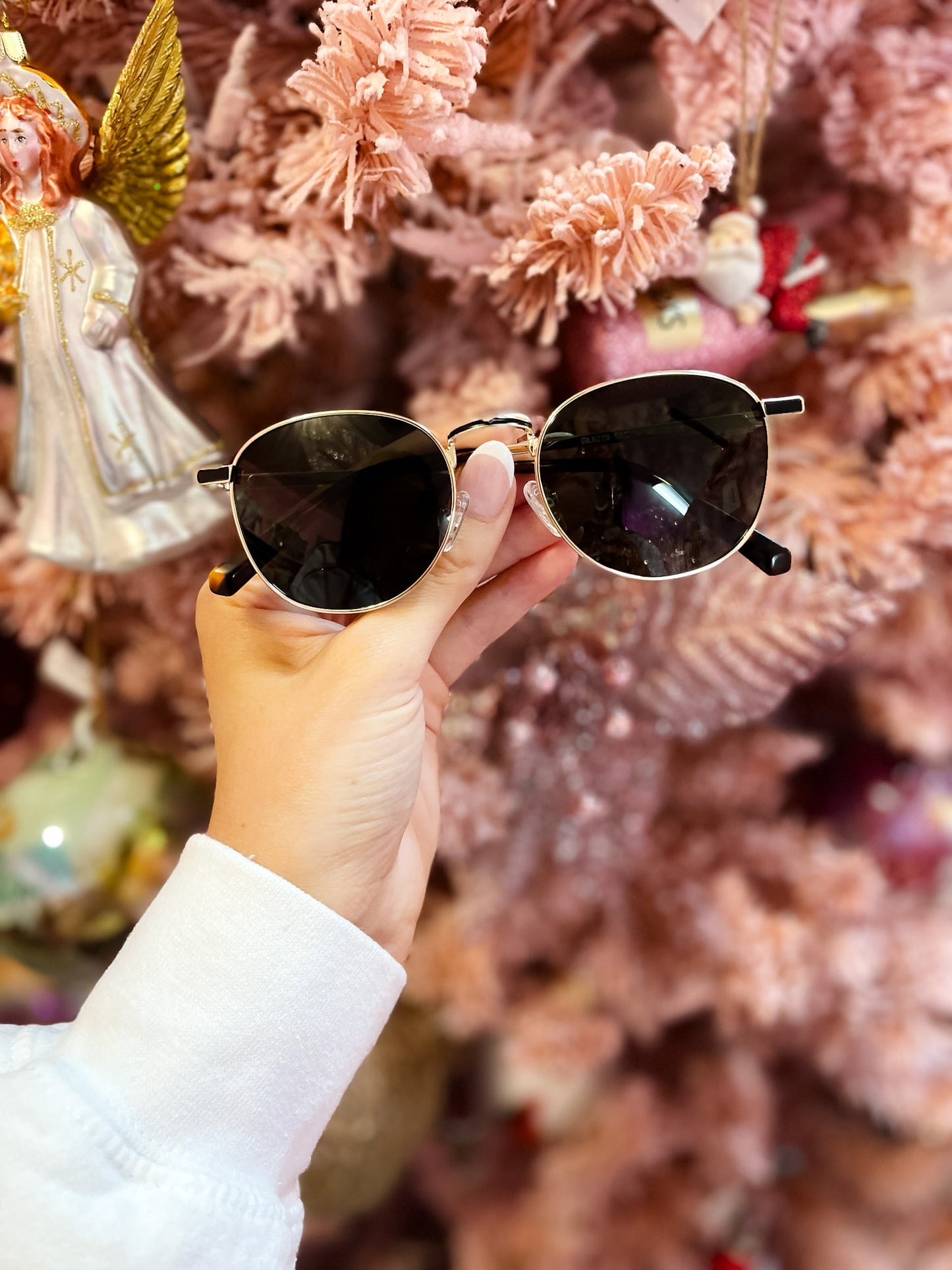 Gold Round Frame Polarized Sunglasses