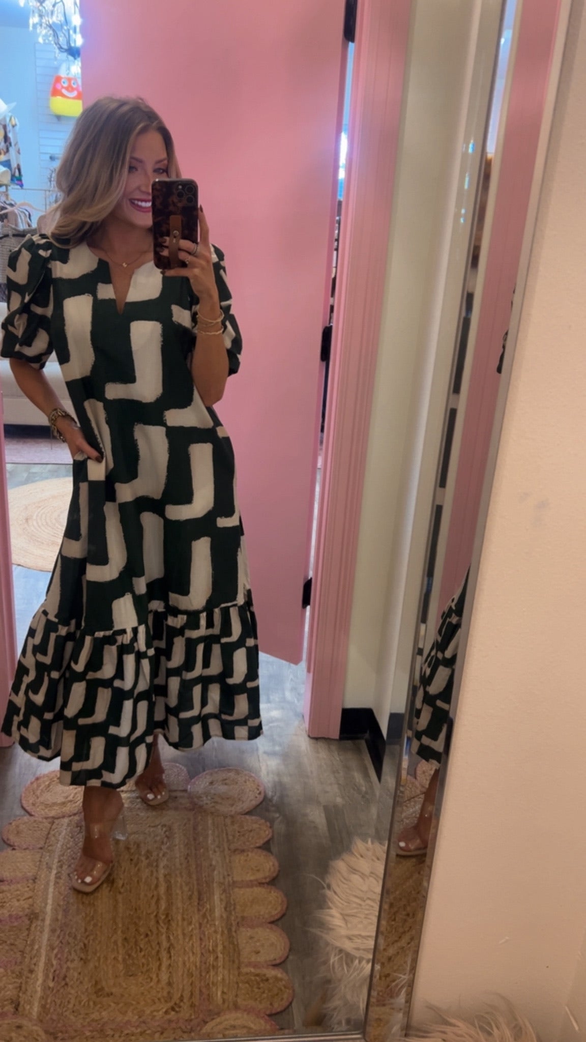 Make A Statement Puff Sleeve Midi Dress - Hunter Green