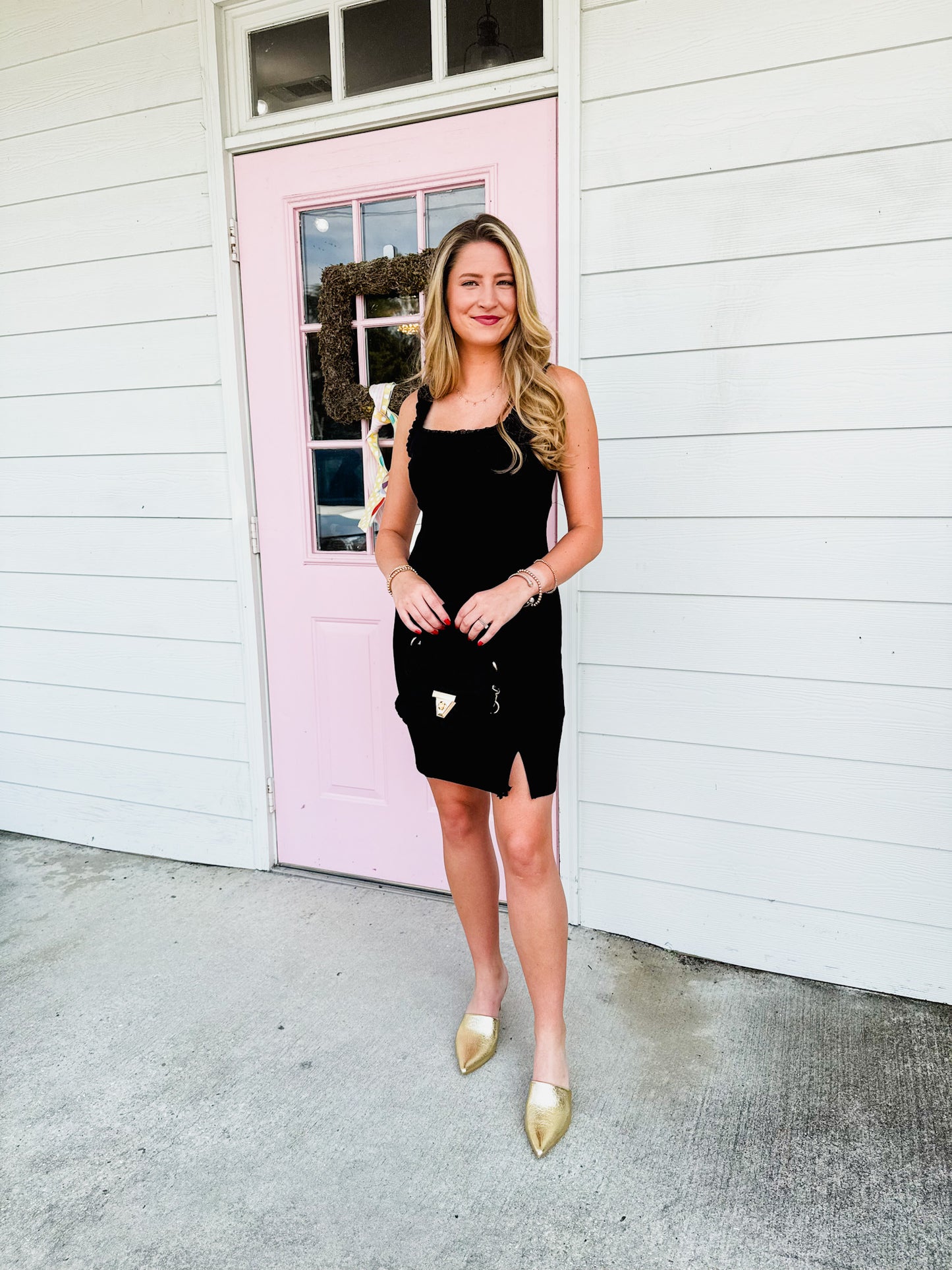 Think Poetic Tiny Ruffle Trim Mini Dress - Black