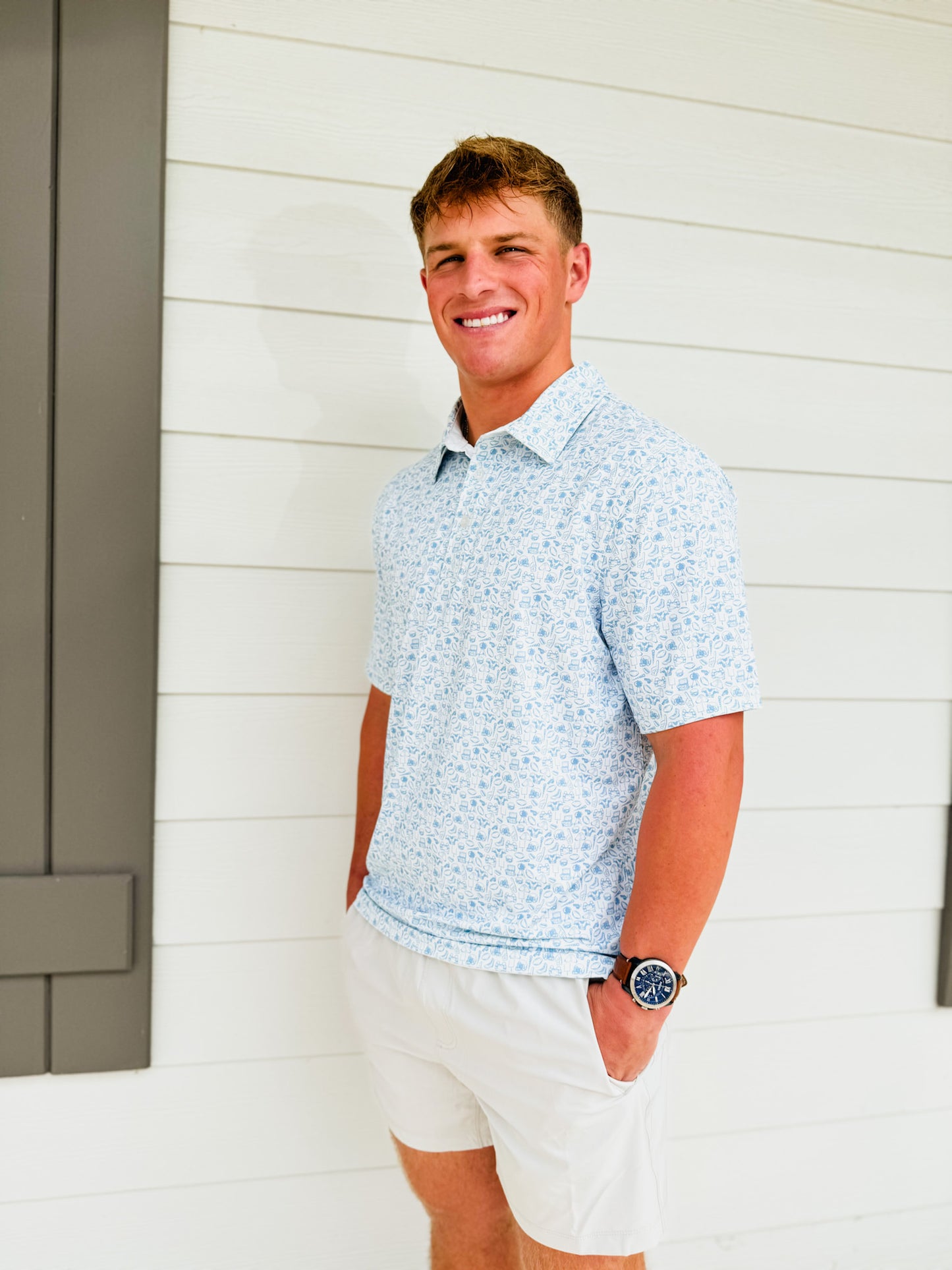 SSCO Biggest Fan Printed Polo - Powder Blue