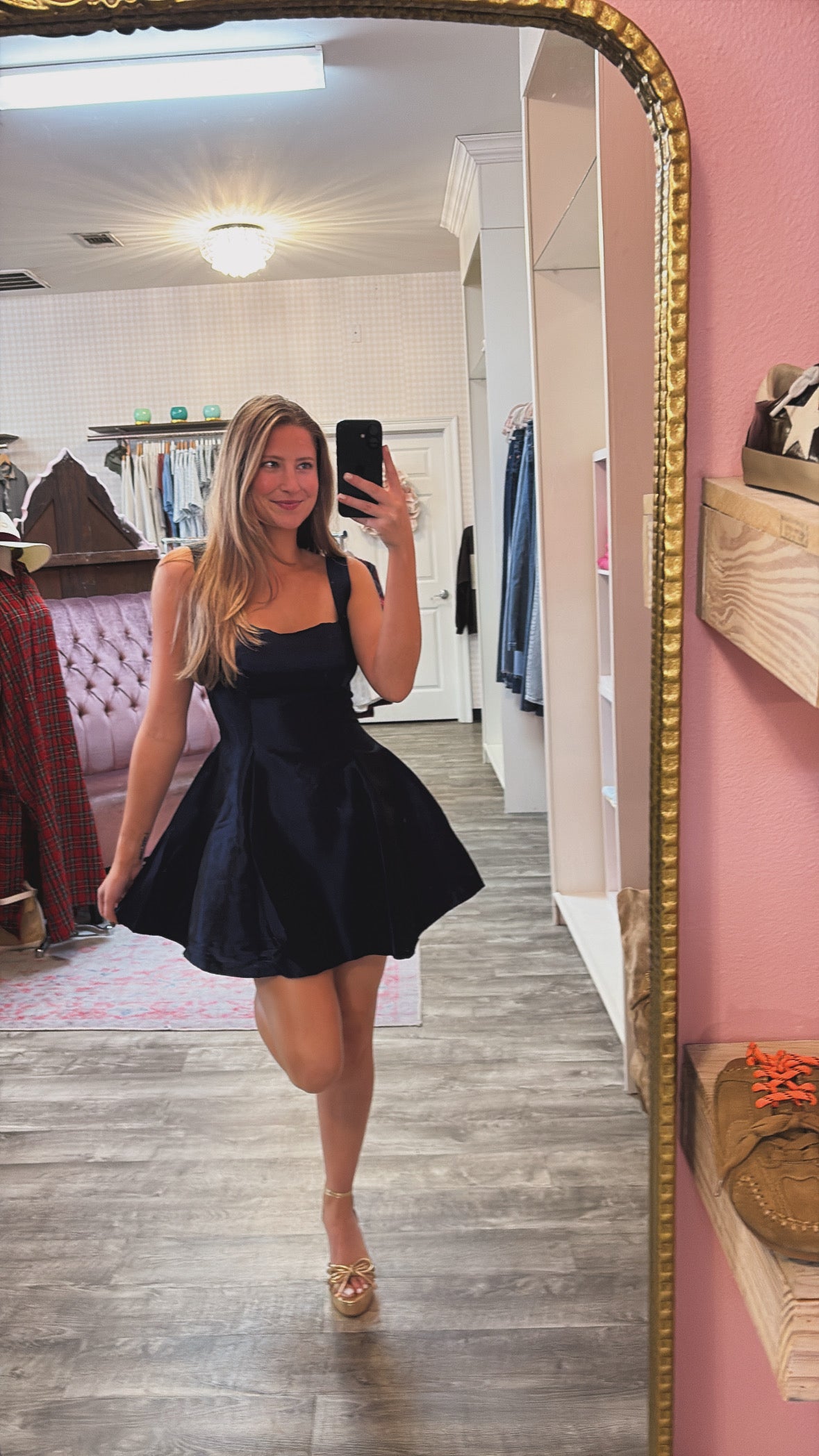 Looking Ahead Tie Back Cutout Detail Dress - Navy