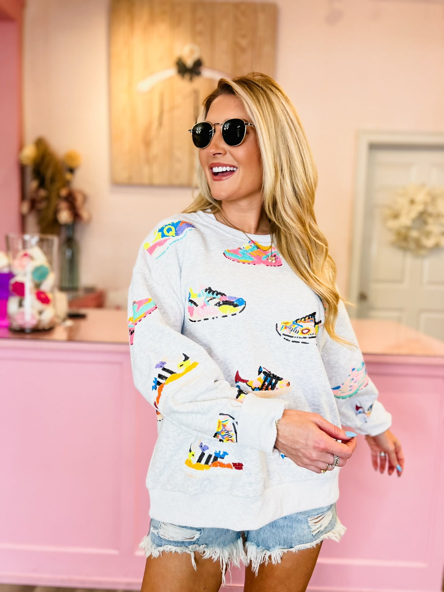 Queen Of Sparkles Neon Sneaker Sweatshirt