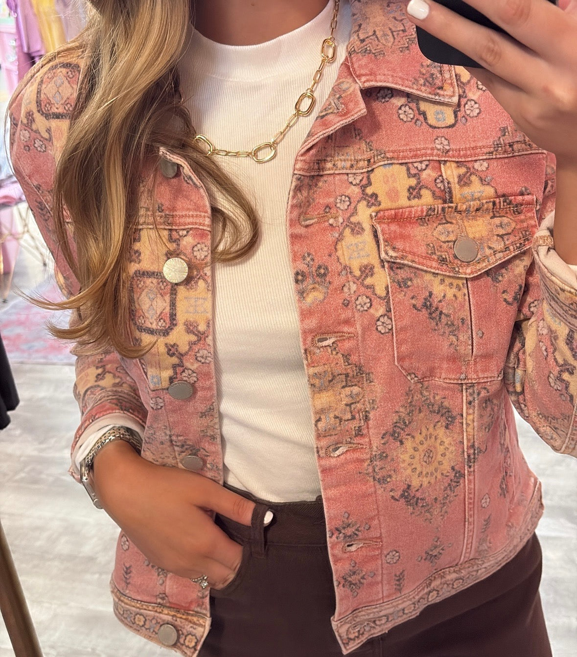 Dear John Ainsley Printed Denim Jacket - Tibtan Tapestry
