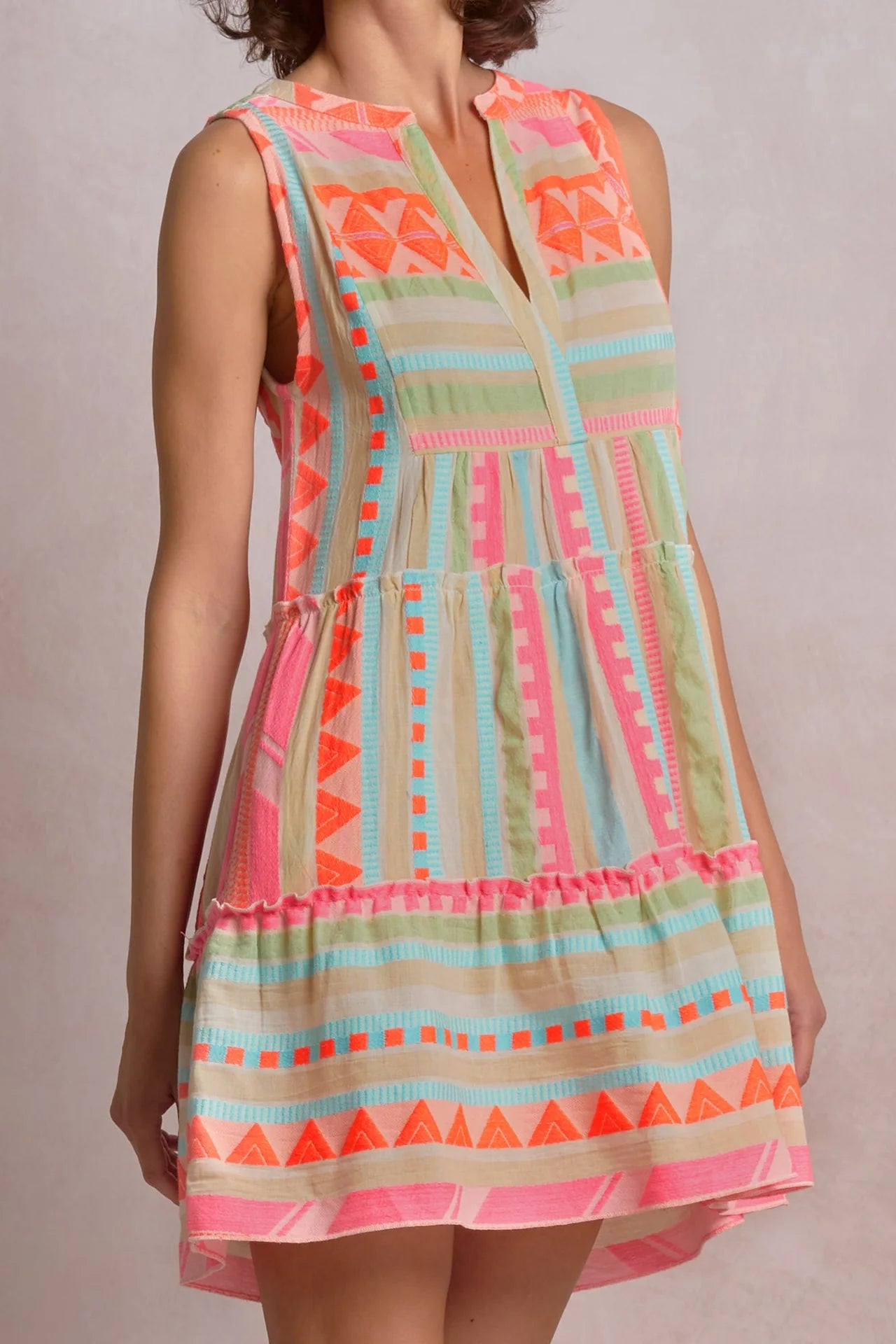 Elan Venus Dress - Neon Aztec