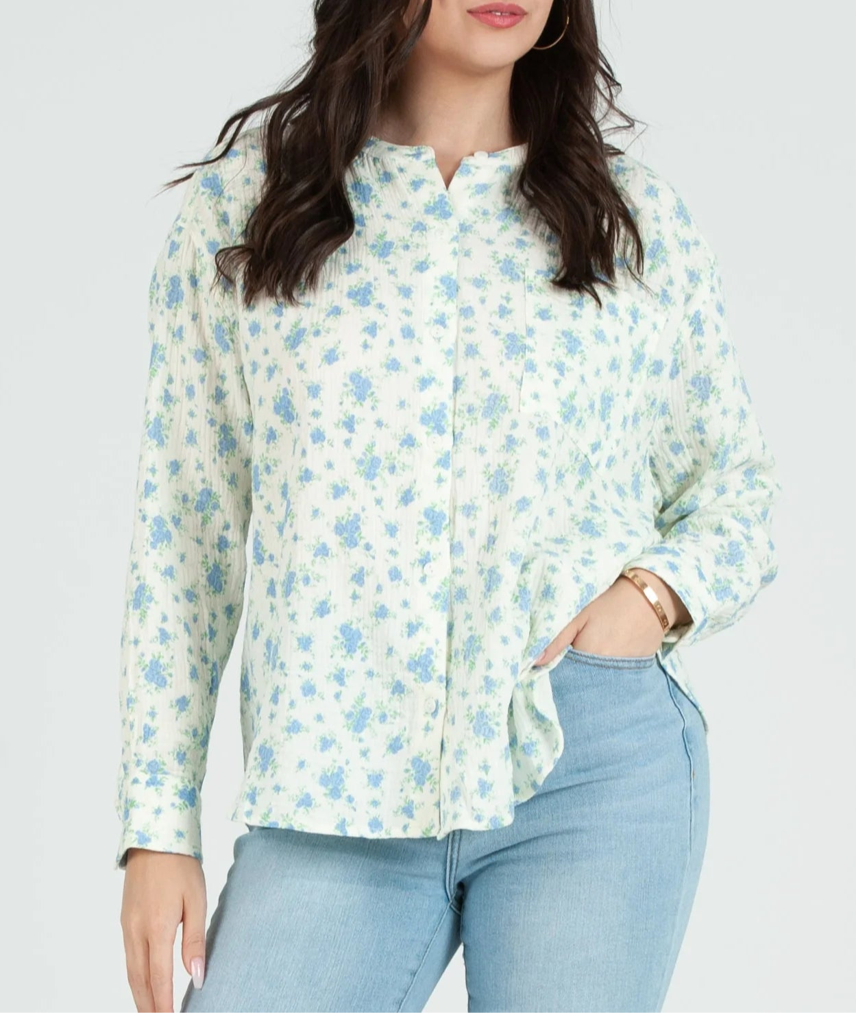 Lucca Floral Gauze Button Down Shirt