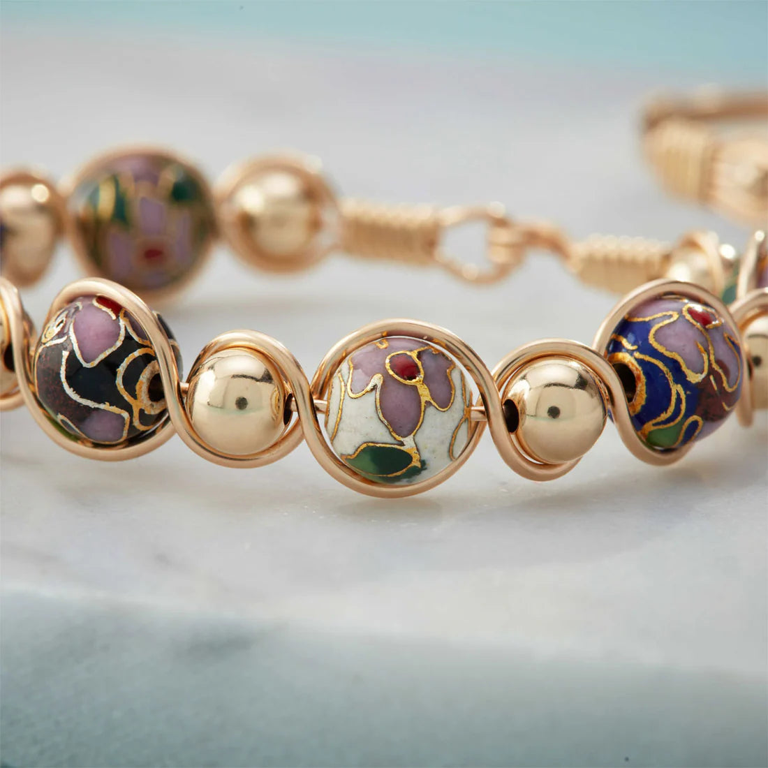 Cloisonne Bracelet - 14K Gold Artist Wire
