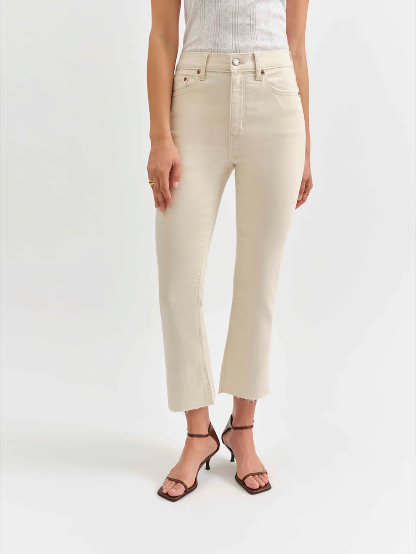 Daze Shy Girl High Rise Cropped Flare Denim - Raw Cut