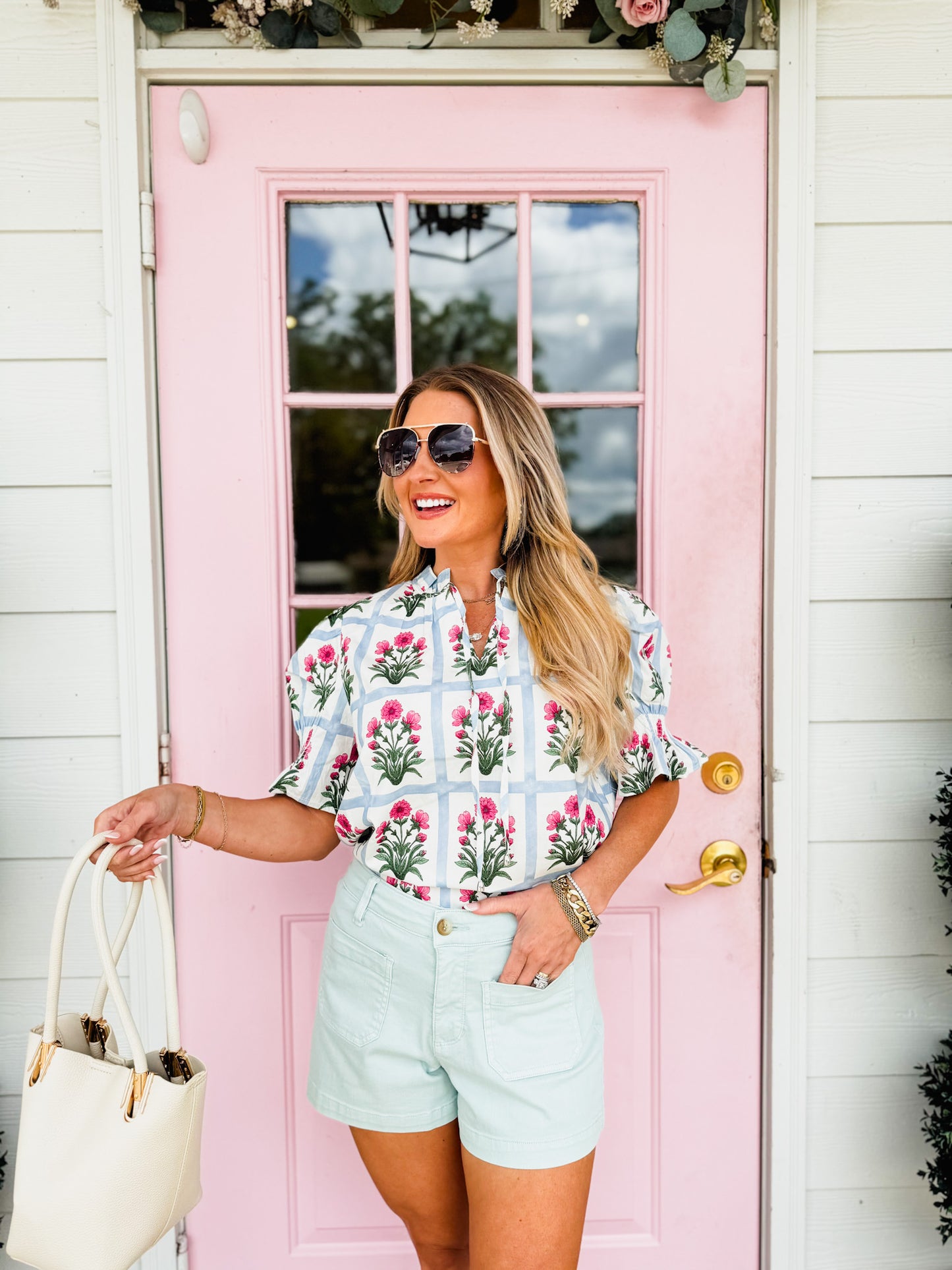 Home Grown Bubble Sleeve Top - Magenta