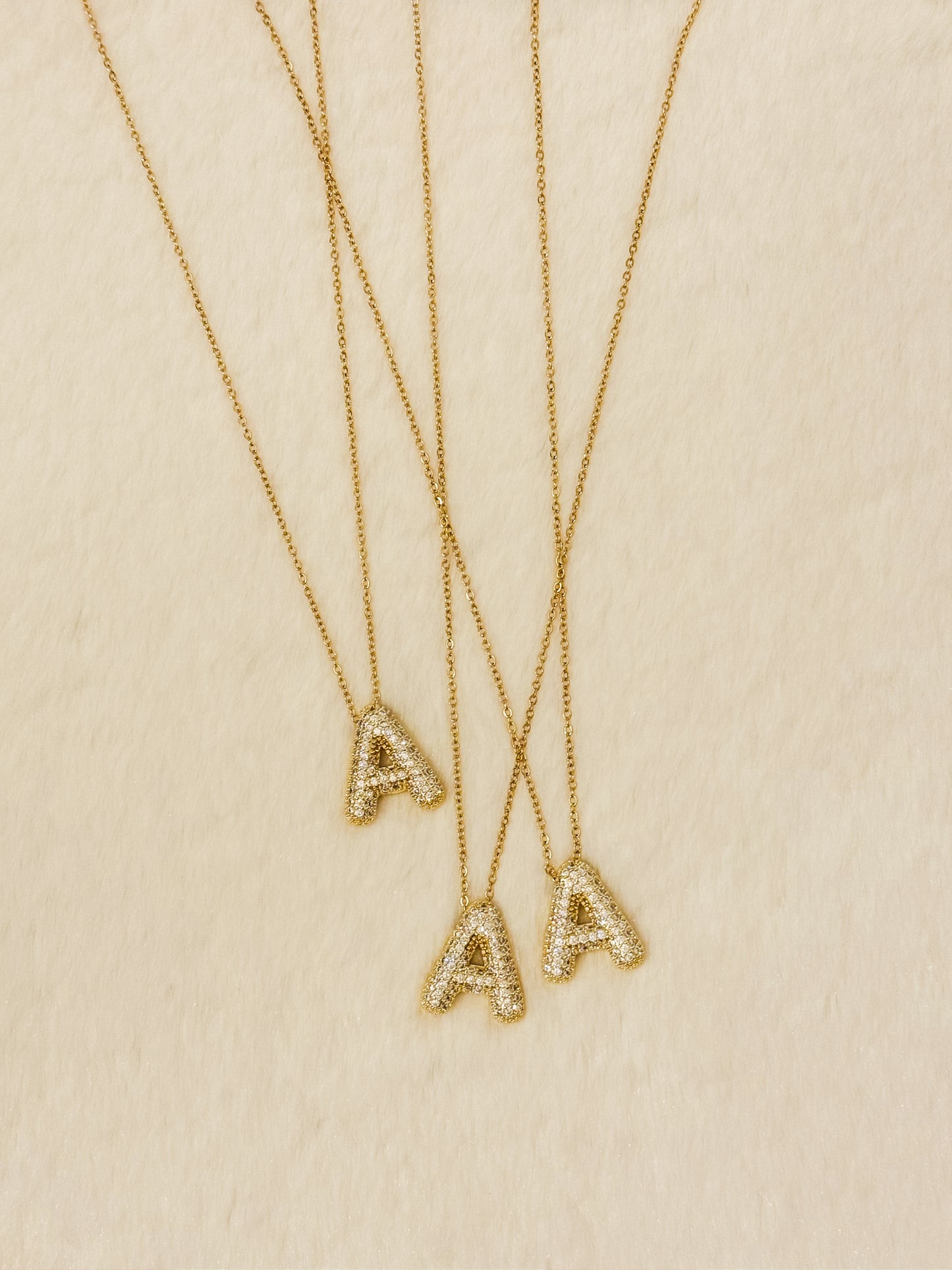 Bubble Rhinestone Initial Necklace