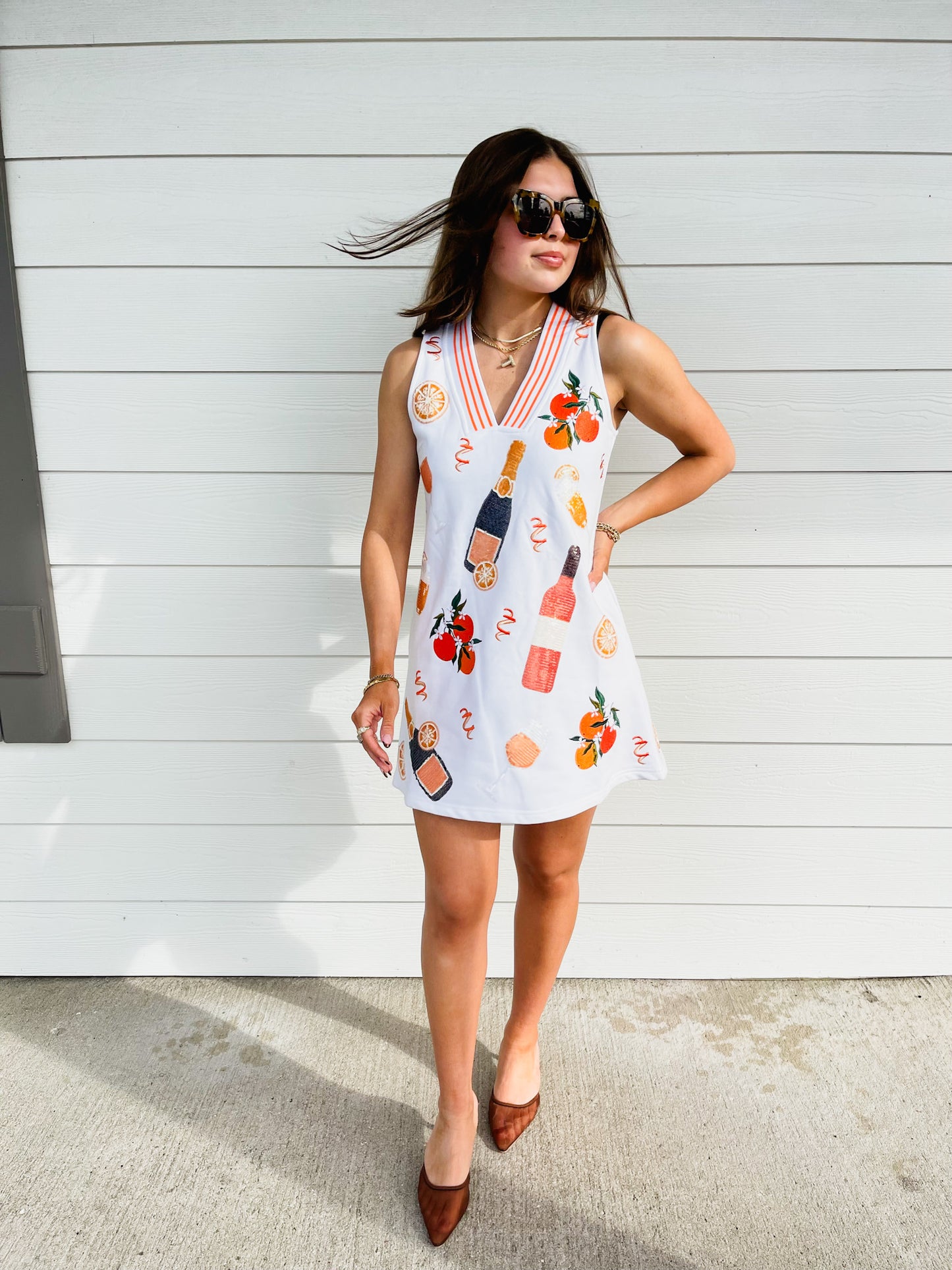 Queen Of Sparkles White Mimosa Icon Tank Dress
