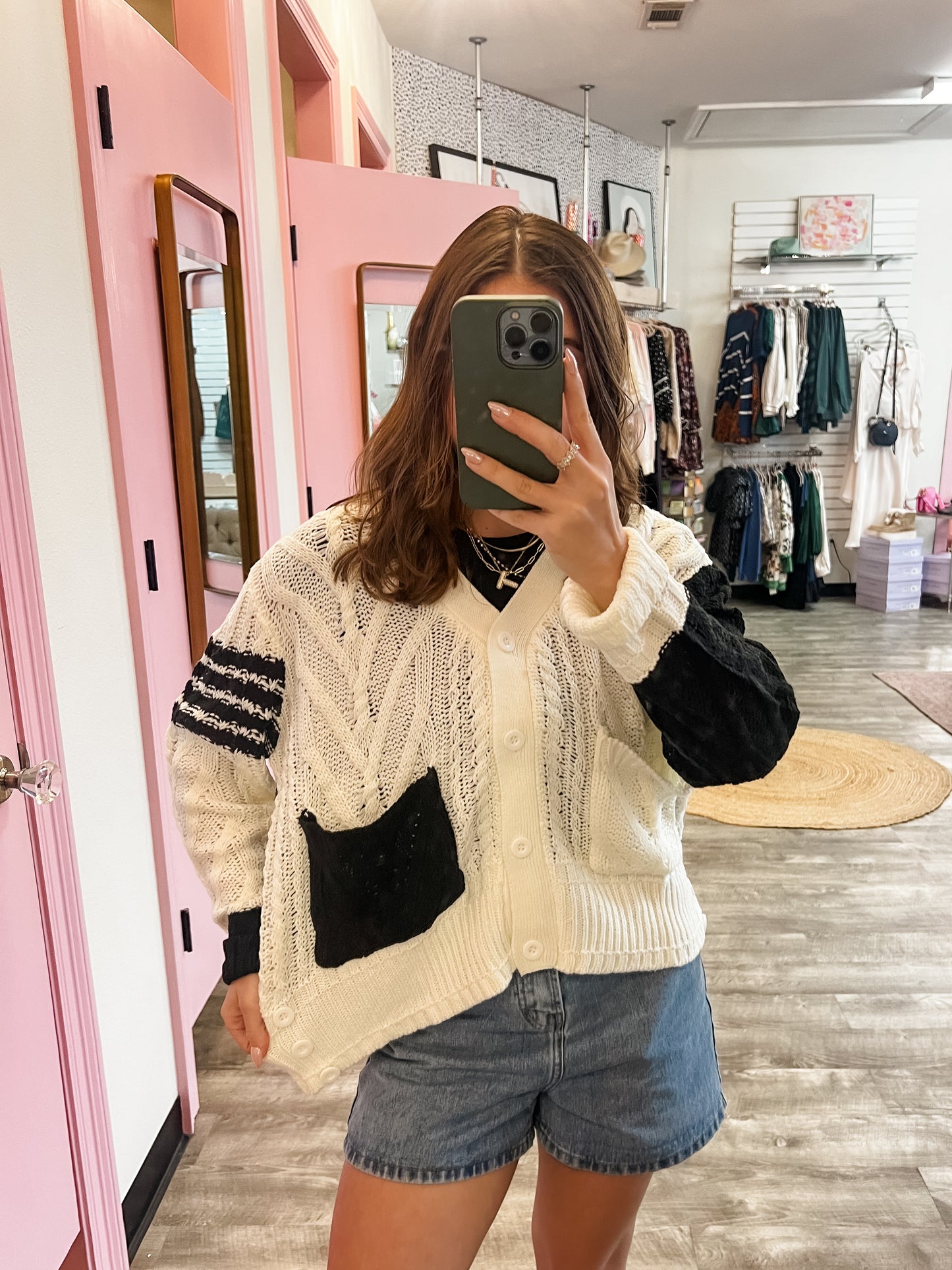 Elan Color Block Sweater Cardigan