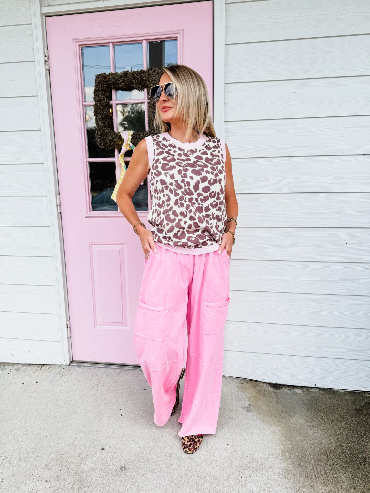 Make A Move Mineral Washed High Waist Cargo Pants - Pink