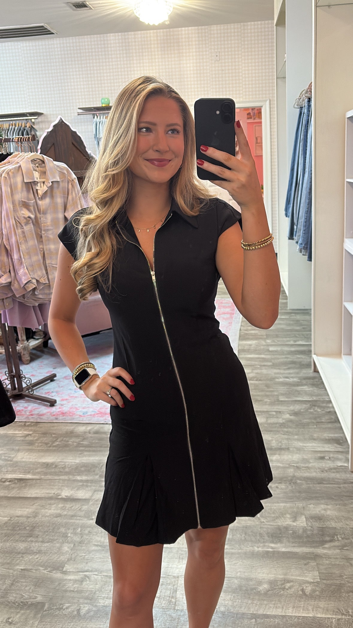 Most Wanted Zip Front Mini Dress - Black