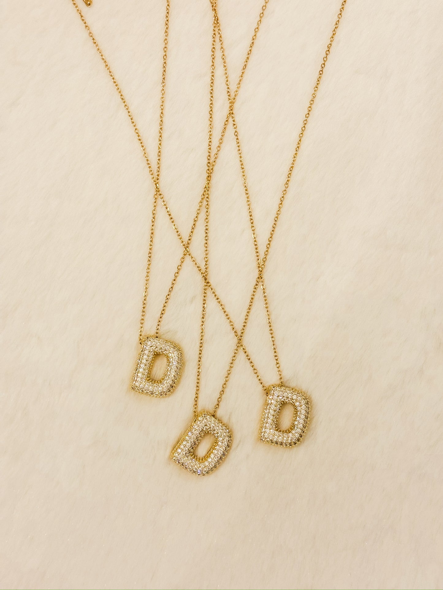 Bubble Rhinestone Initial Necklace