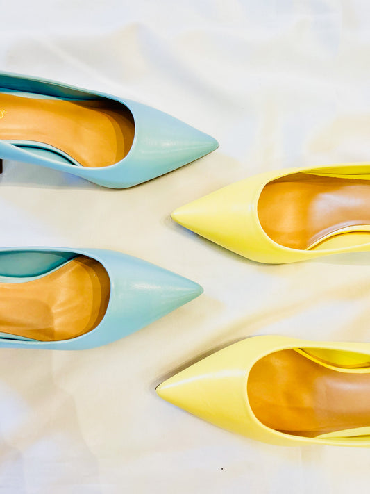 Starlike-06 Low Block Pointy Toe Pump - Blue