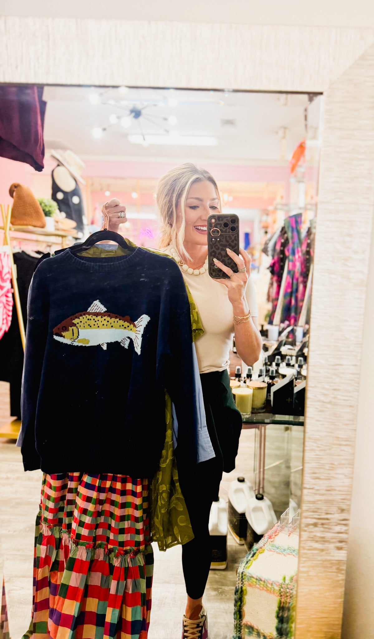 Nice Catch Fish Sweater - Navy