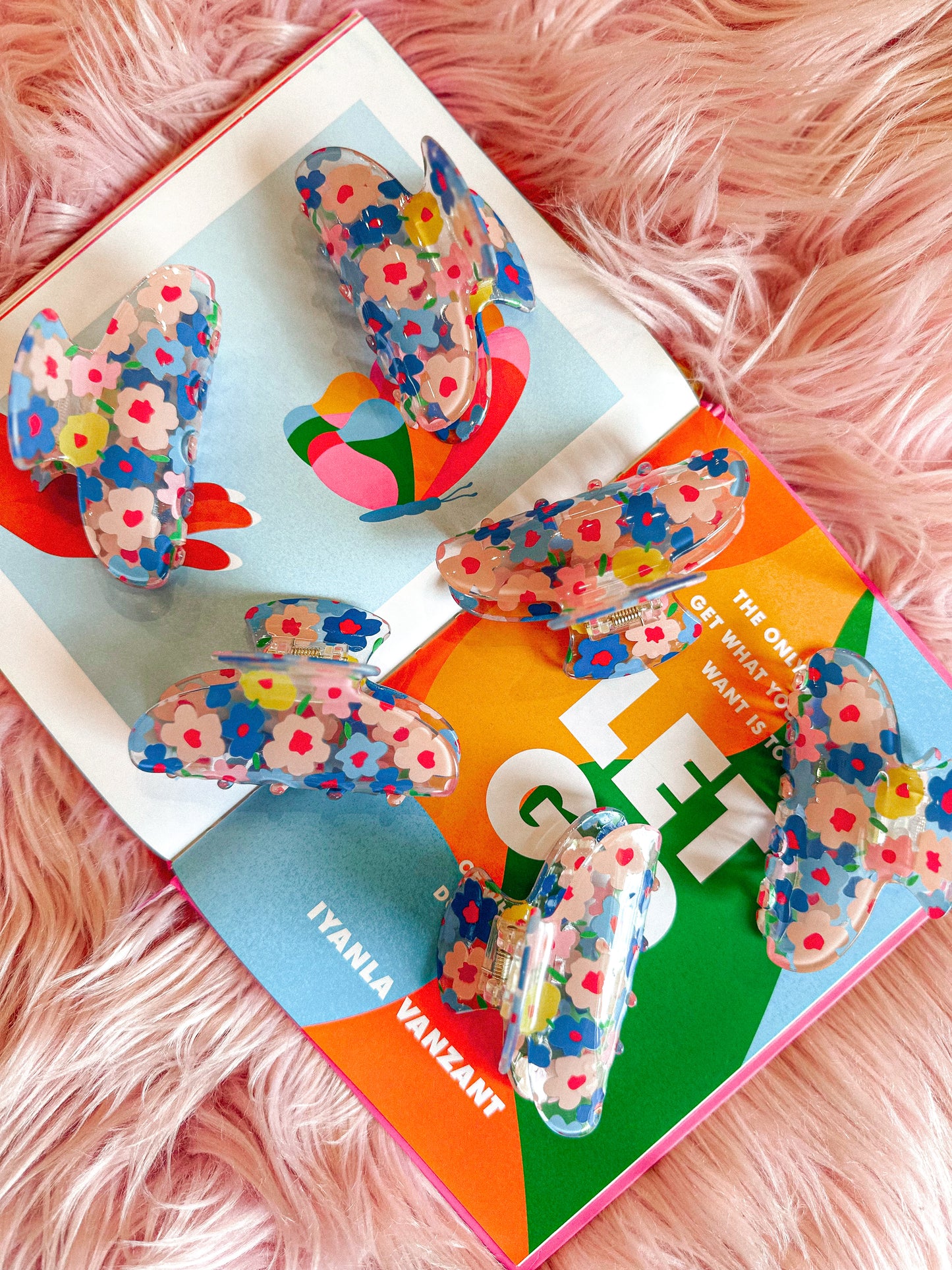 Blue Flower Hair Claw Clip