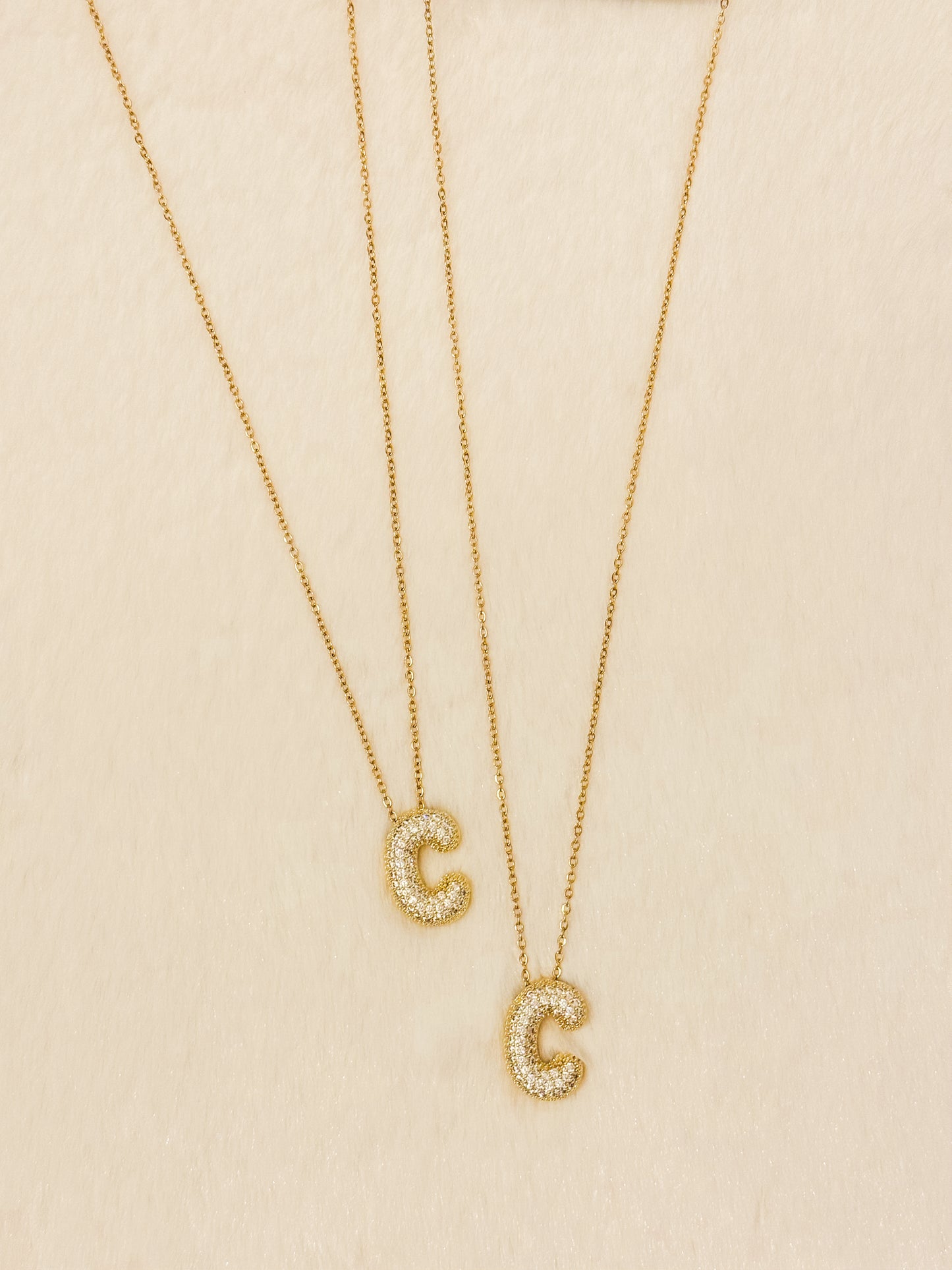 Bubble Rhinestone Initial Necklace