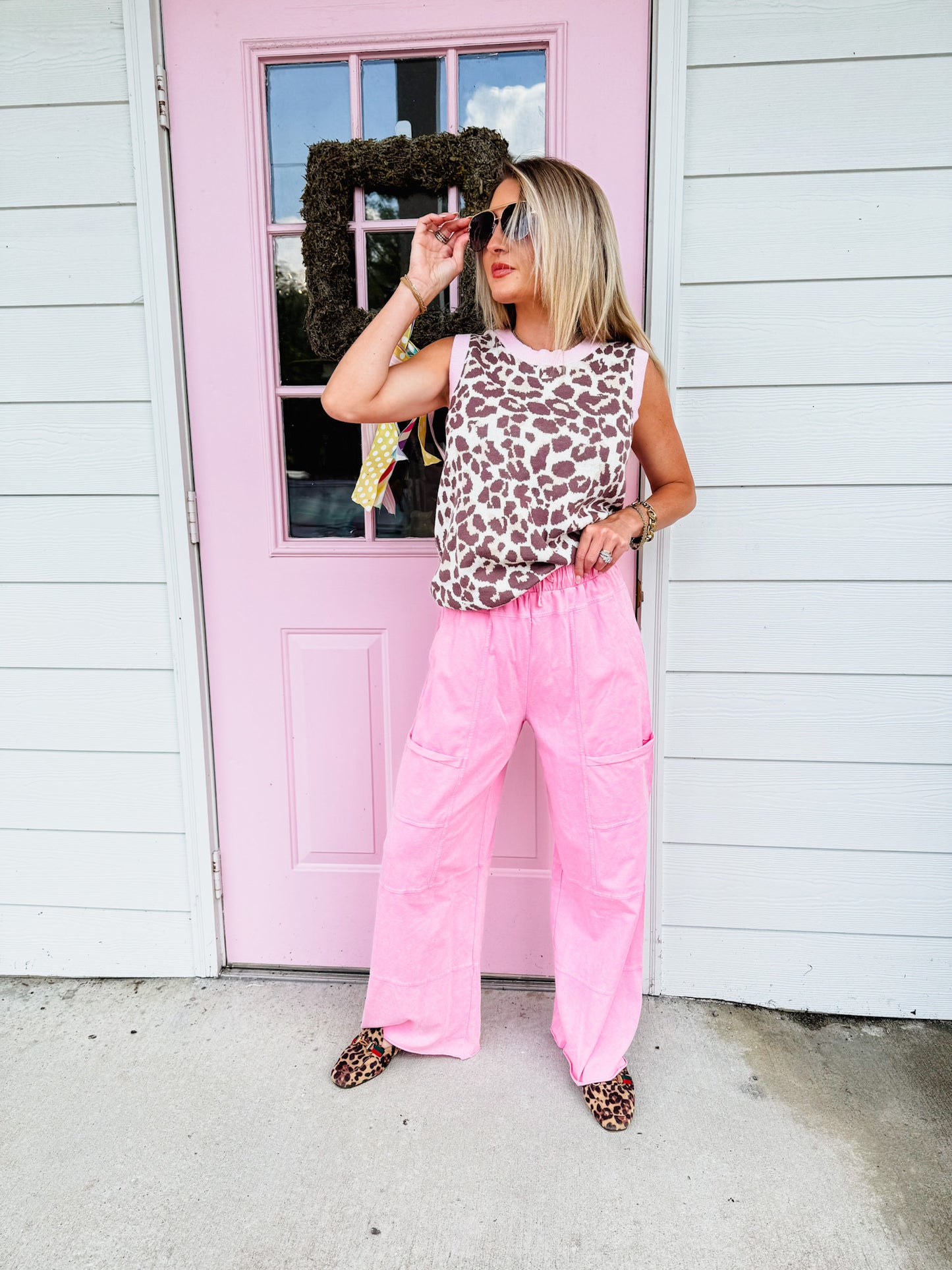 Make A Move Mineral Washed High Waist Cargo Pants - Pink