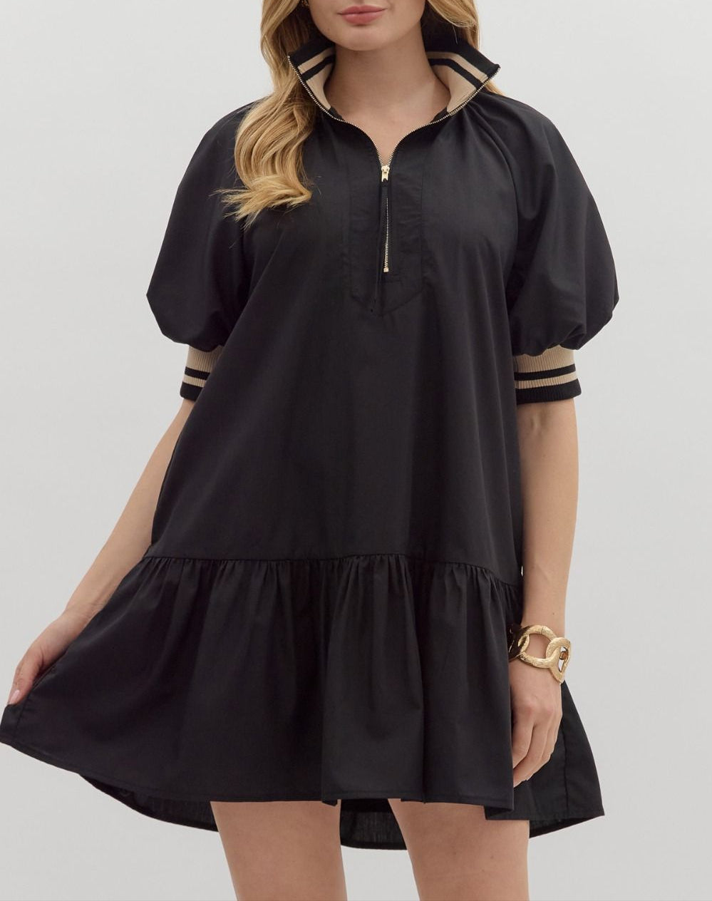 Easy Going Ruffle Hem Dress - Black