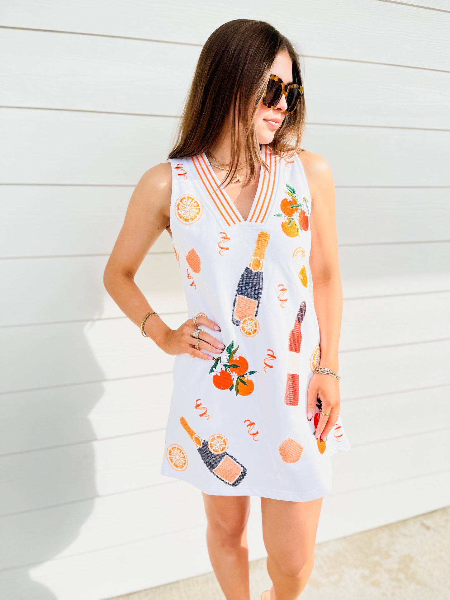 Queen Of Sparkles White Mimosa Icon Tank Dress