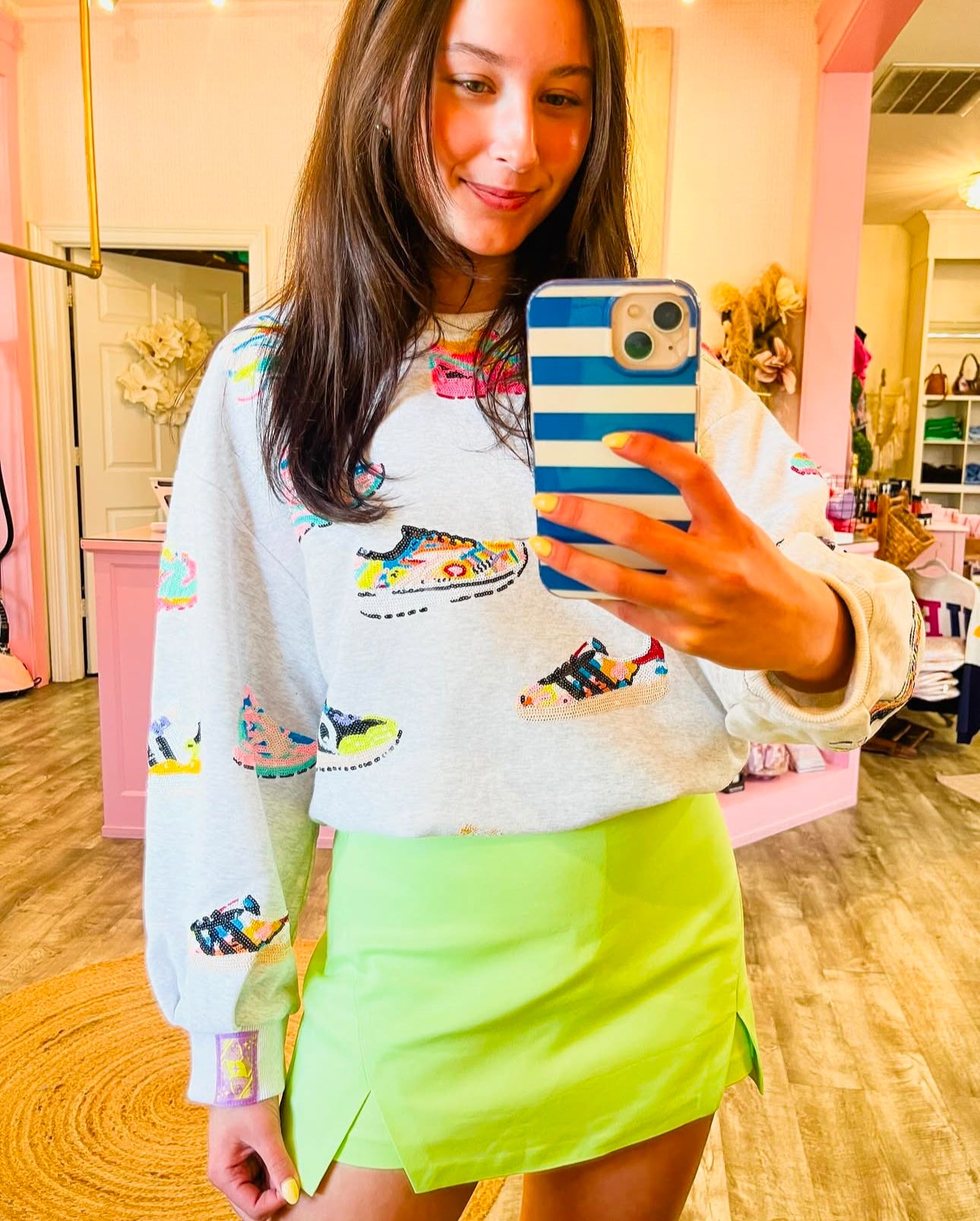 Queen Of Sparkles Neon Sneaker Sweatshirt