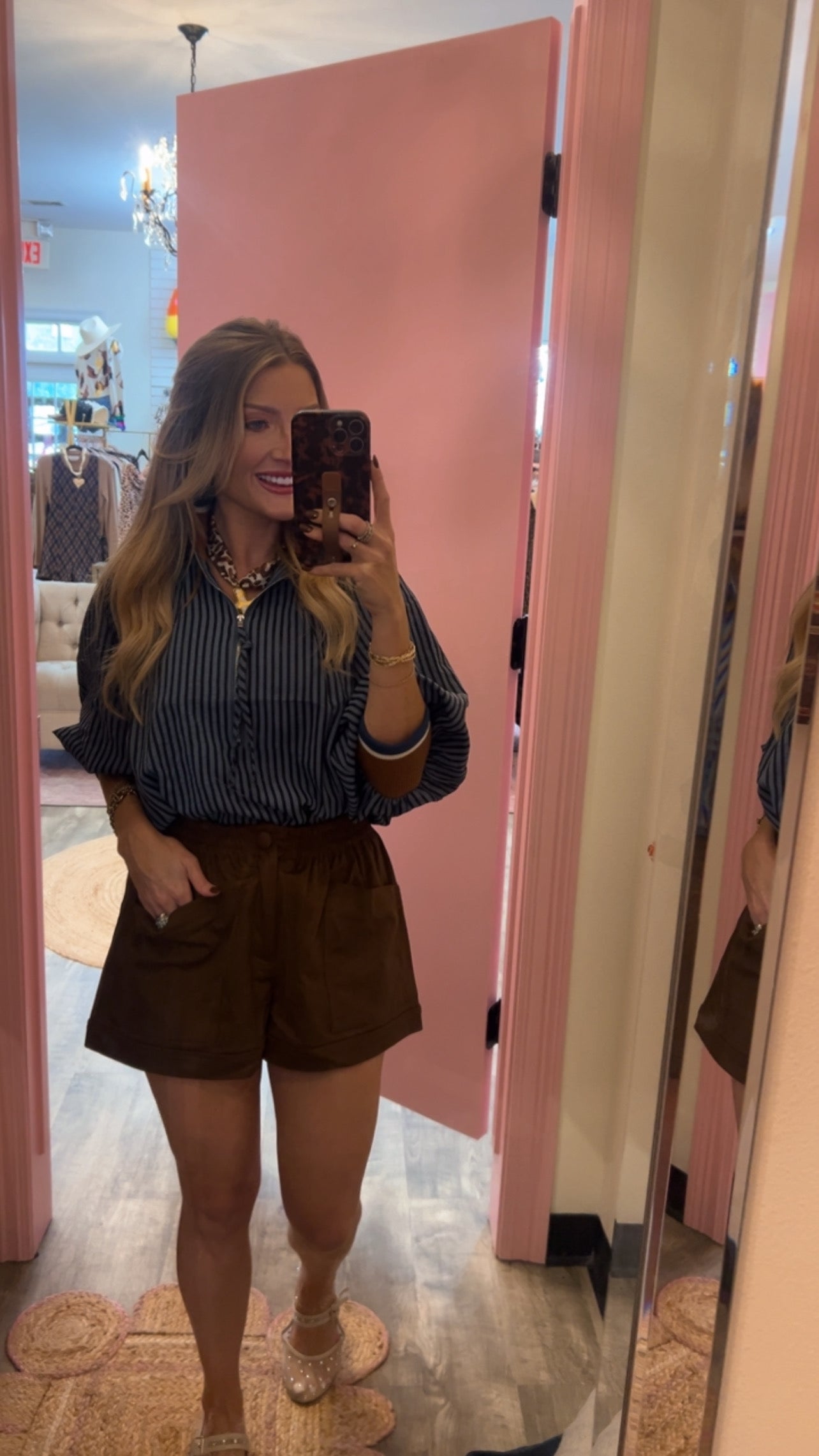 Elan Elastic Waist Suede Shorts - Chocolate