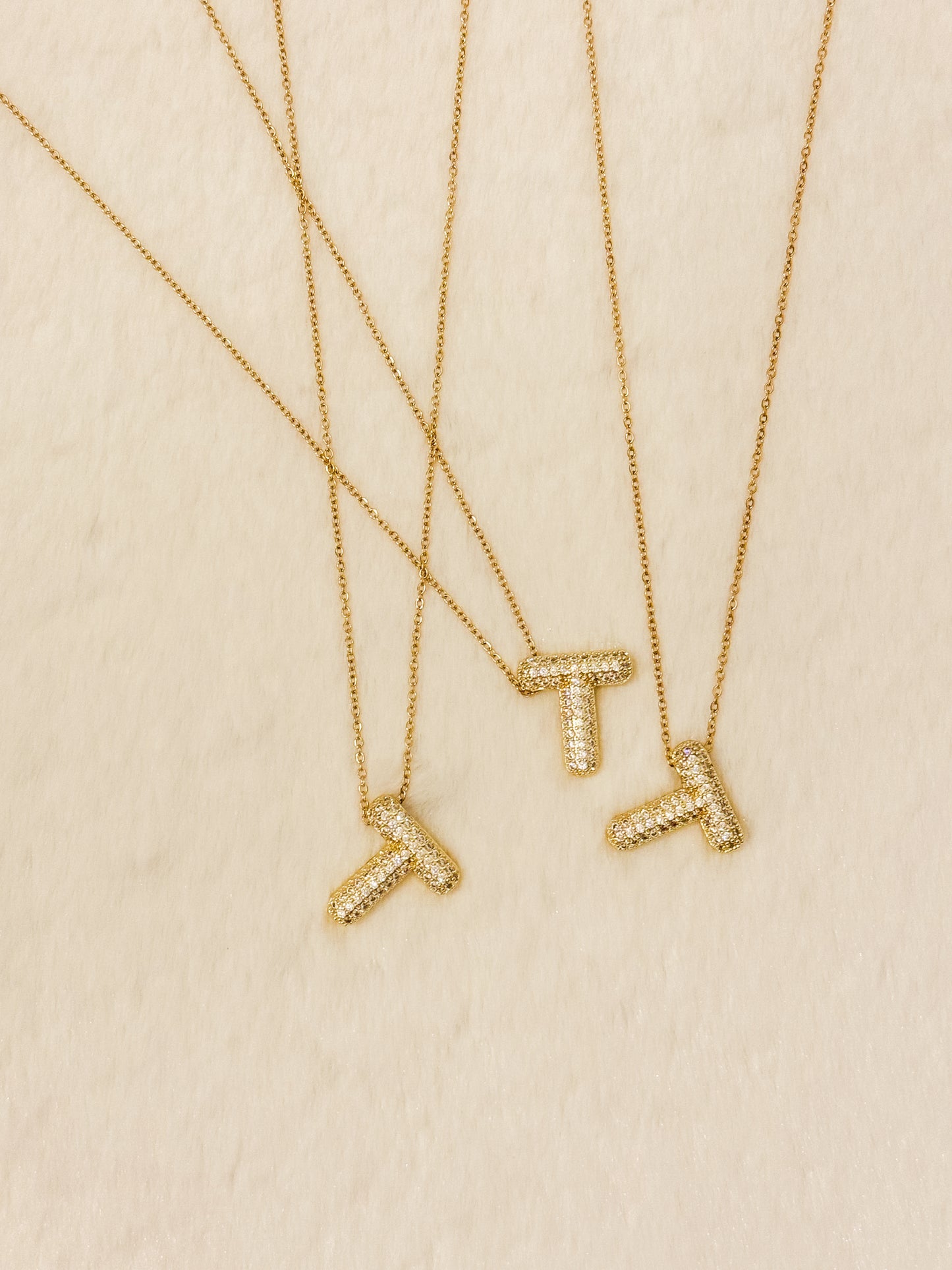 Bubble Rhinestone Initial Necklace