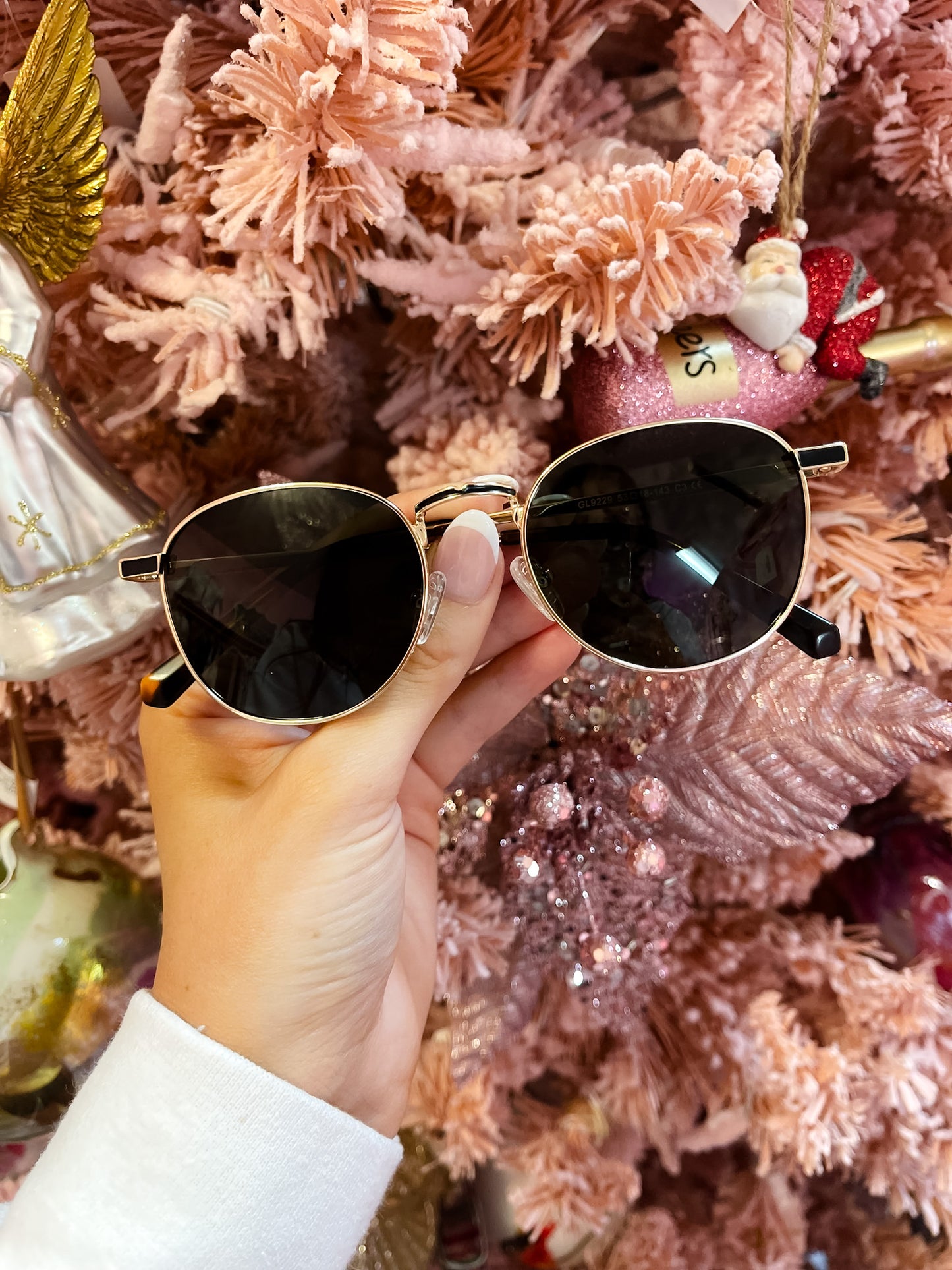 Gold Round Frame Polarized Sunglasses