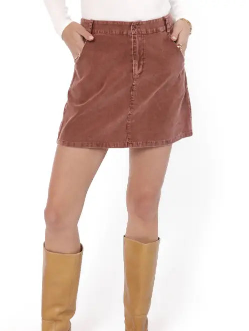 Get Like This Mini Skirt - Washed Brown