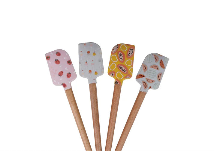 Silicone & Wood Spatula Set - Fruit Variety