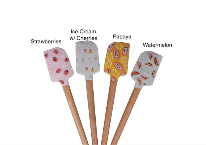 Silicone & Wood Spatula Set - Fruit Variety