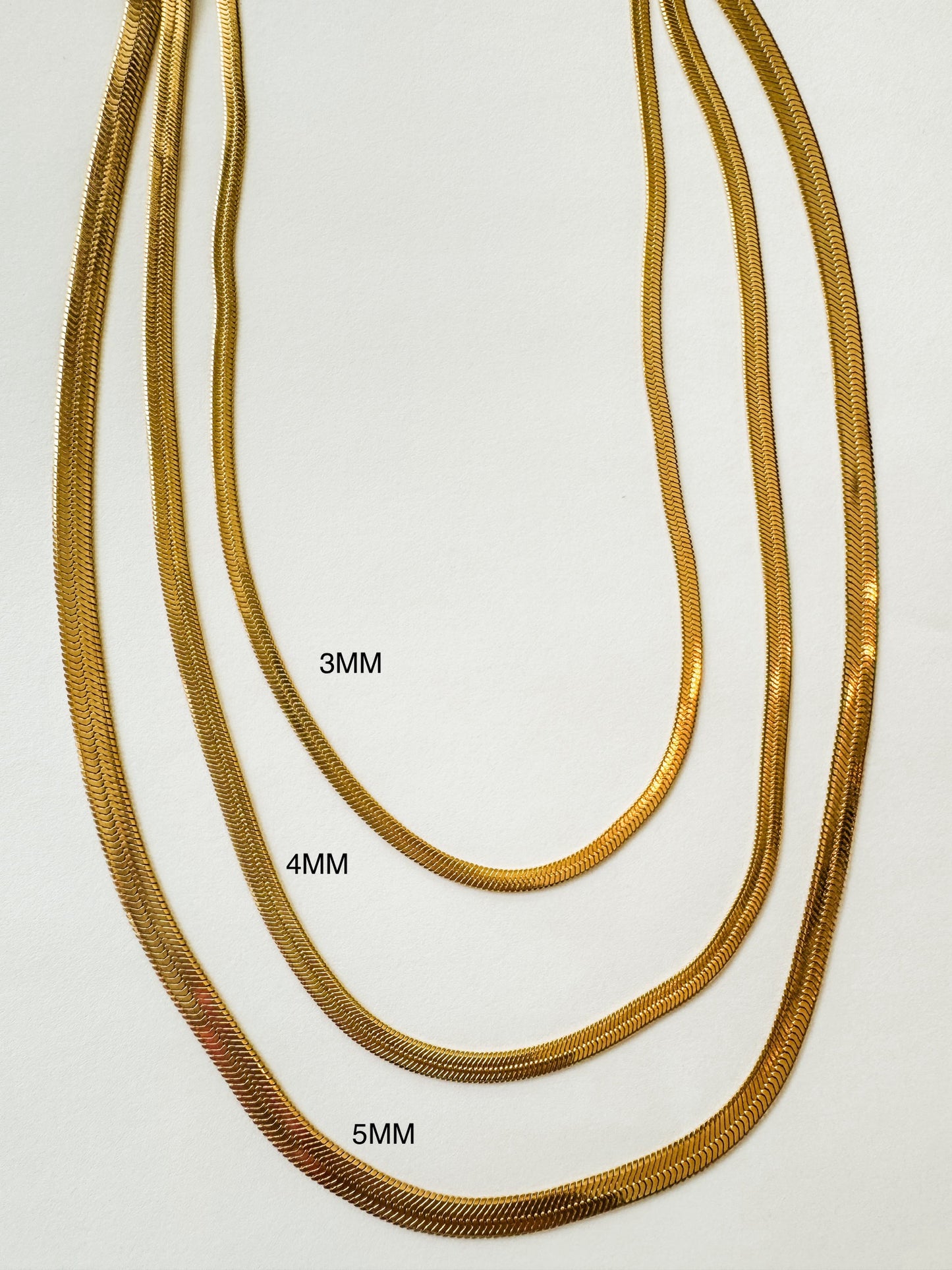 4MM 18 Inch Gold Herringbone Necklace