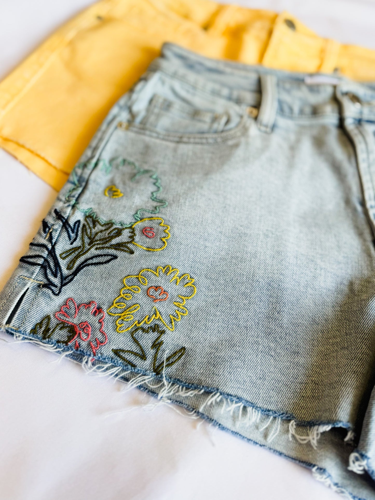 Dear John Carrie Denim Short - Embroidered